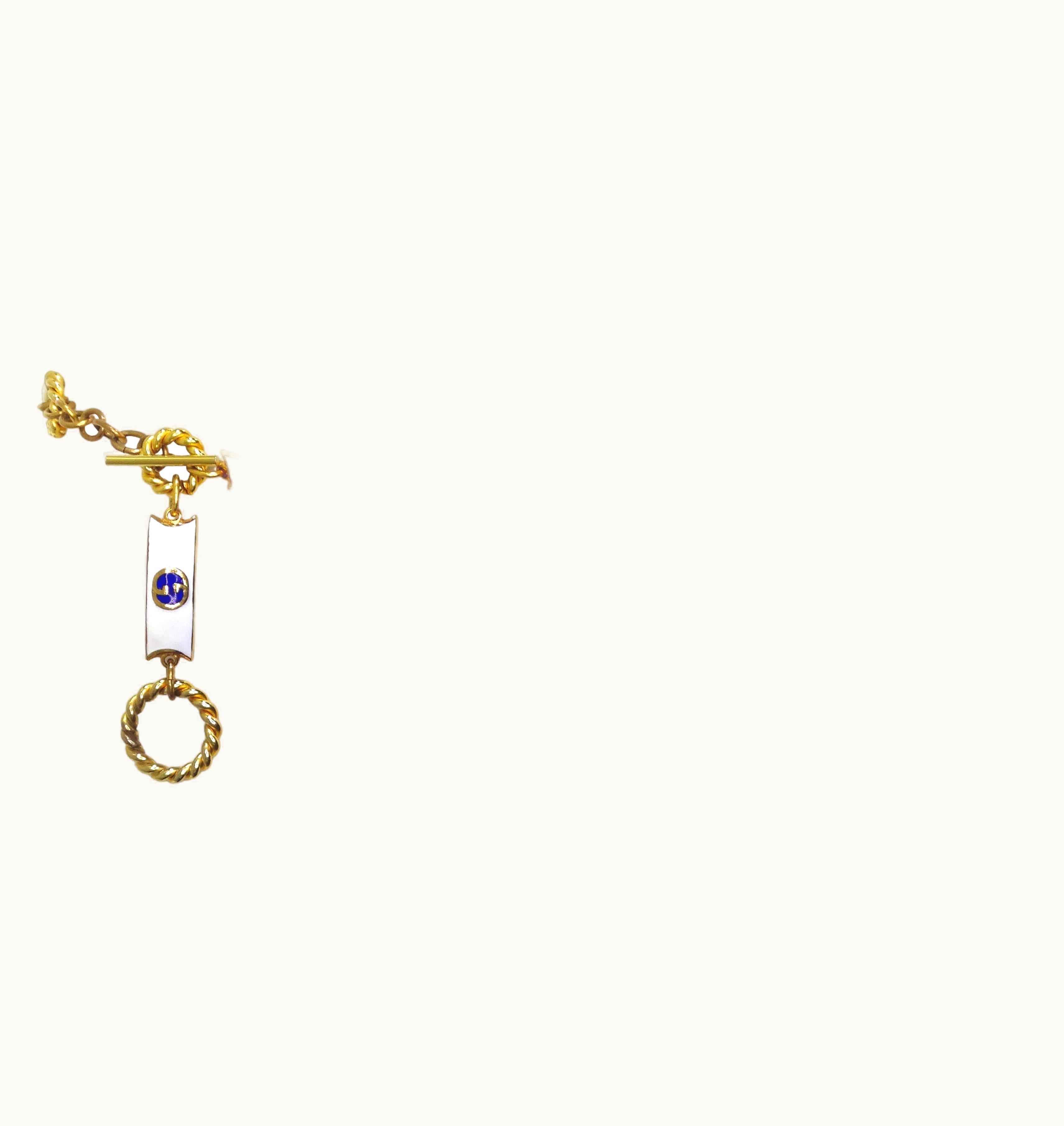 Gucci Enamel Blue & Gold Metal Chain Belt