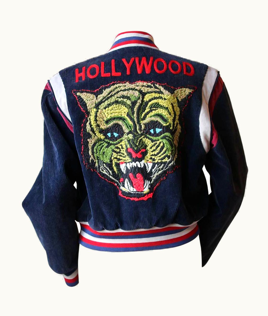 Gucci Embroidered Corduroy Bomber Jacket
