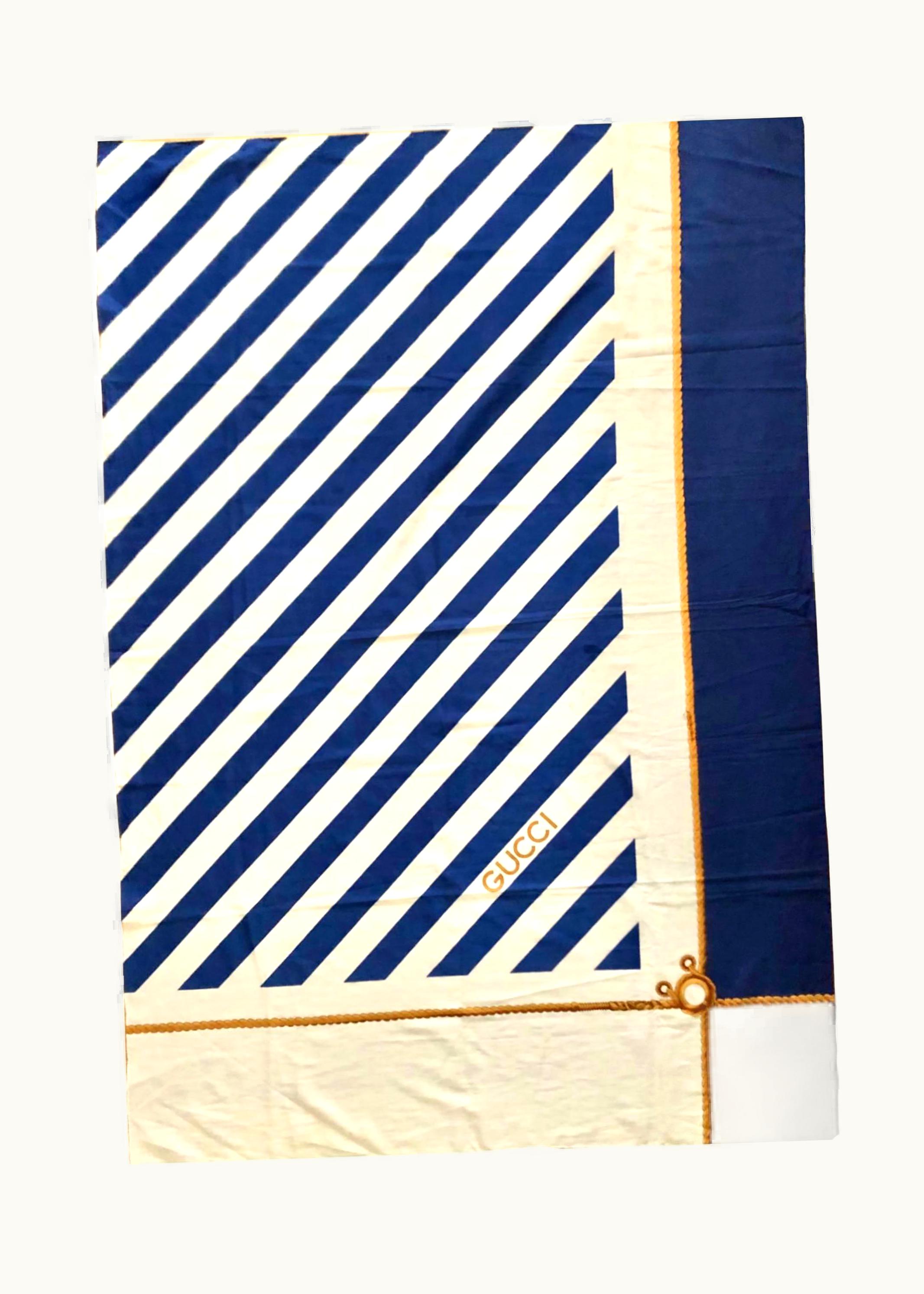 Gucci 1980s Gucci Large Gucci Blue Stripe Naval Knots Wrap Pareo Sarong