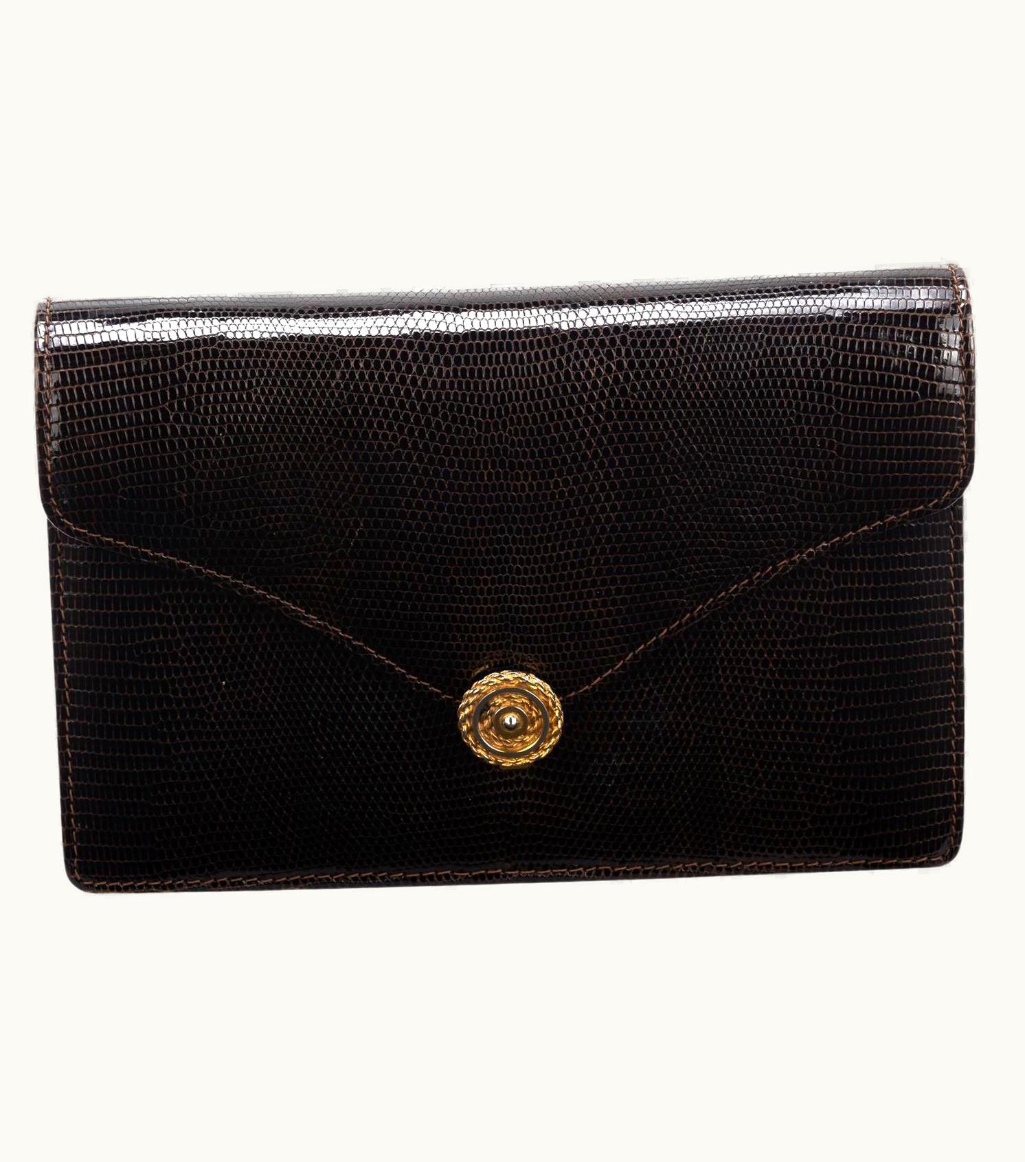 Gucci Rare Brown Lizard Clutch & Wallet