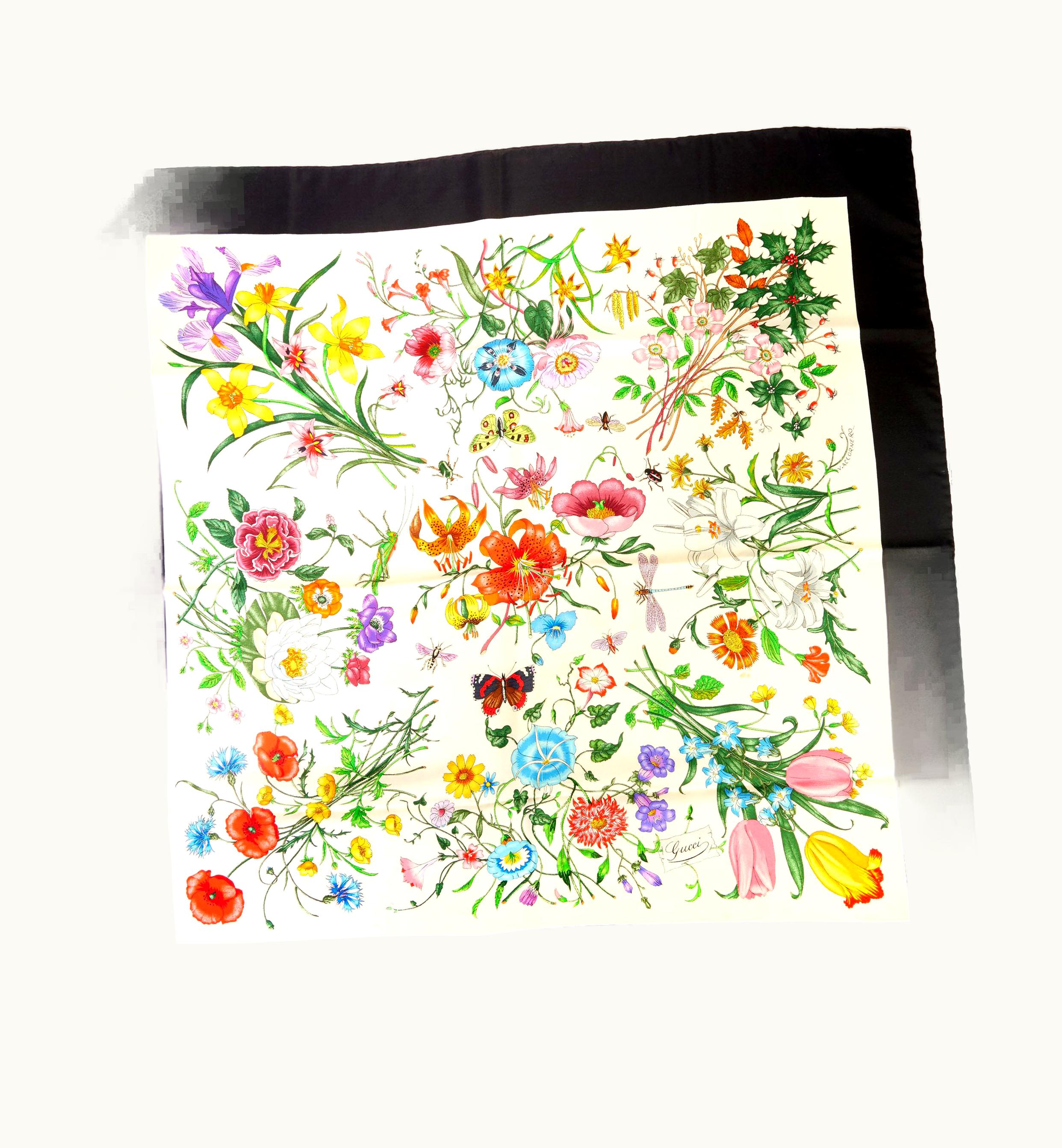 Gucci Vintage Collectible Accornero Silk Scarf