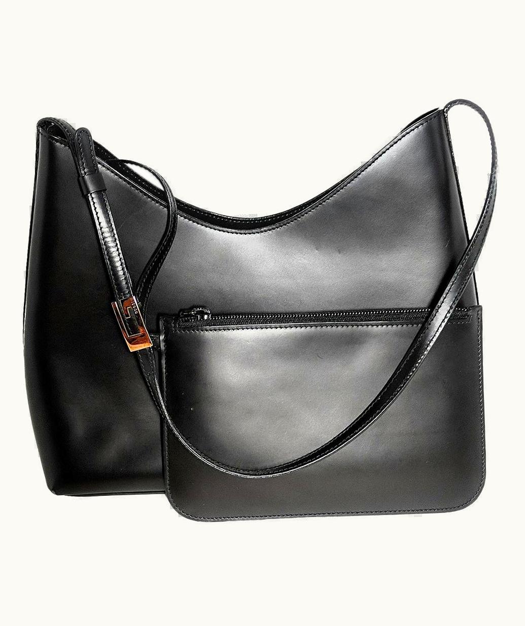 Gucci Vintage Black Leather Shoulder Bag