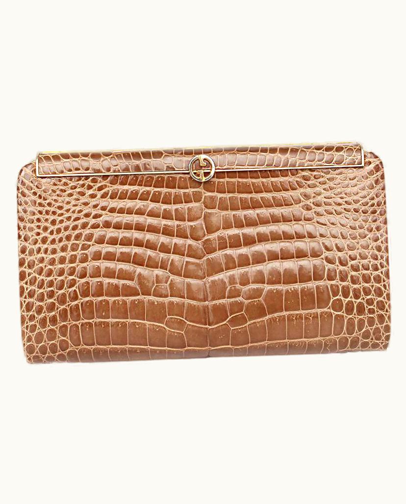 Gucci Beige Crocodile Clutch Bag Vintage