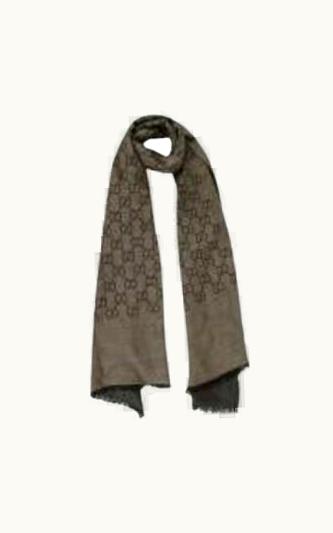 Gucci Grey & Black Gg Wool Scarf