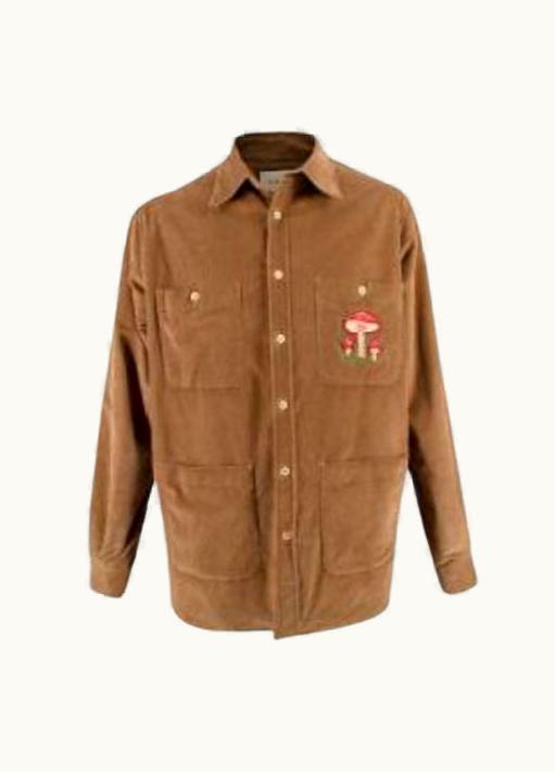 Gucci Mushroom-embroidered Corduroy Shirt Jacket
