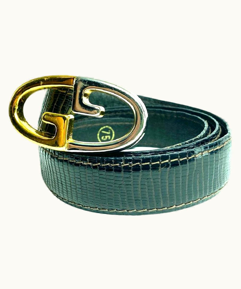Gucci Brown Lizard Bicolor 7g616 Belt