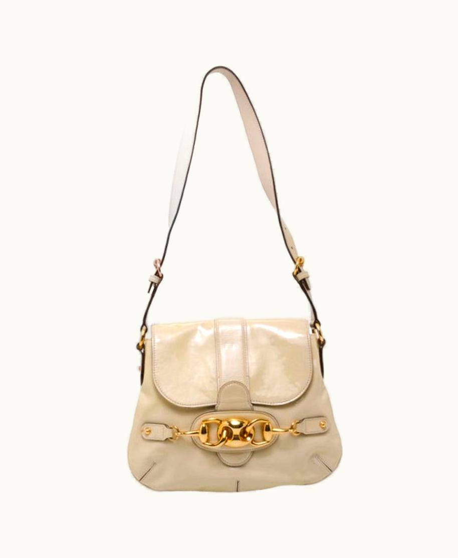 Gucci Ivory Patent Wave Small Shoulder Bag