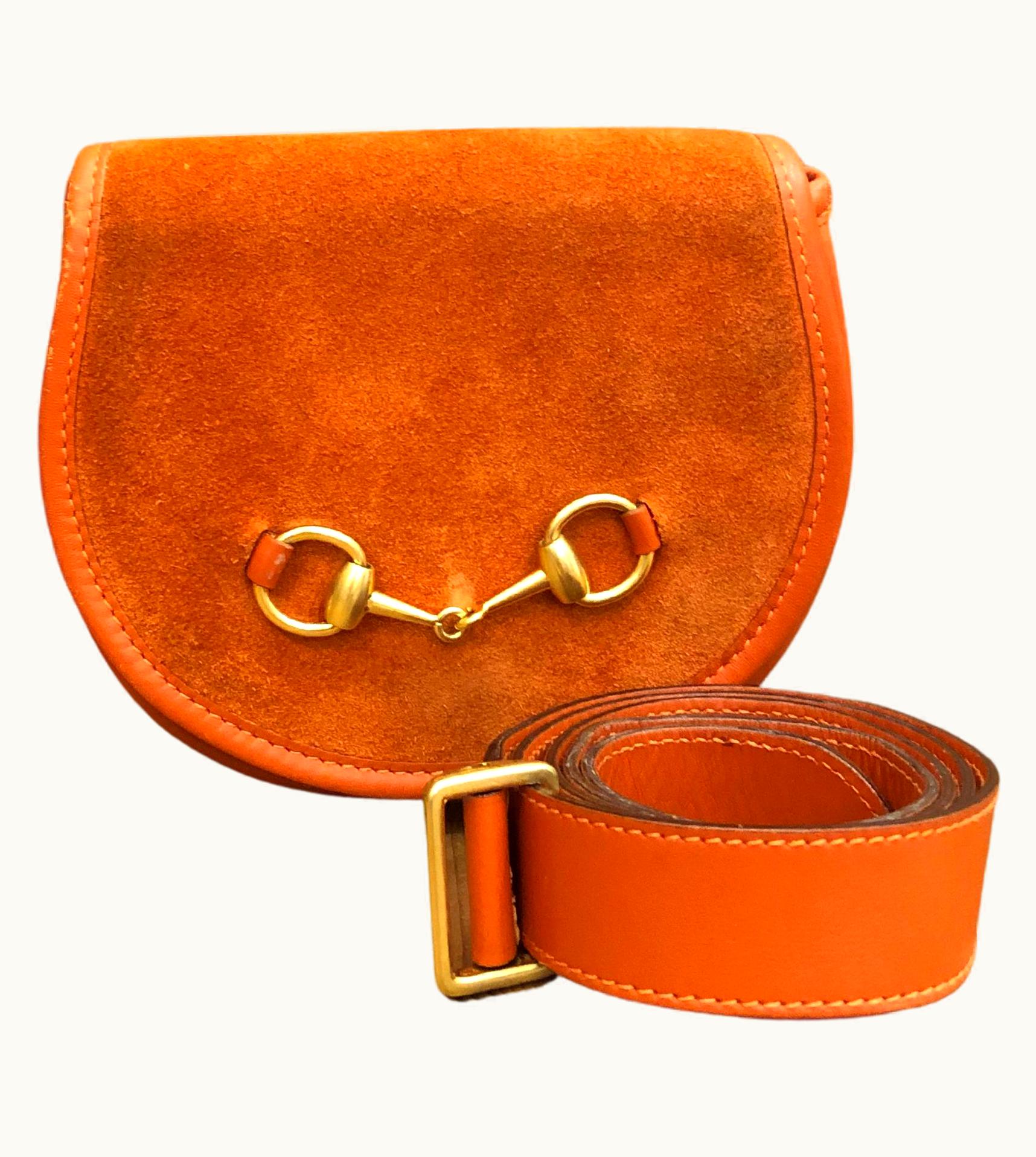 Gucci Vintage Gucci Orange Suede Horsebit Belt Bag