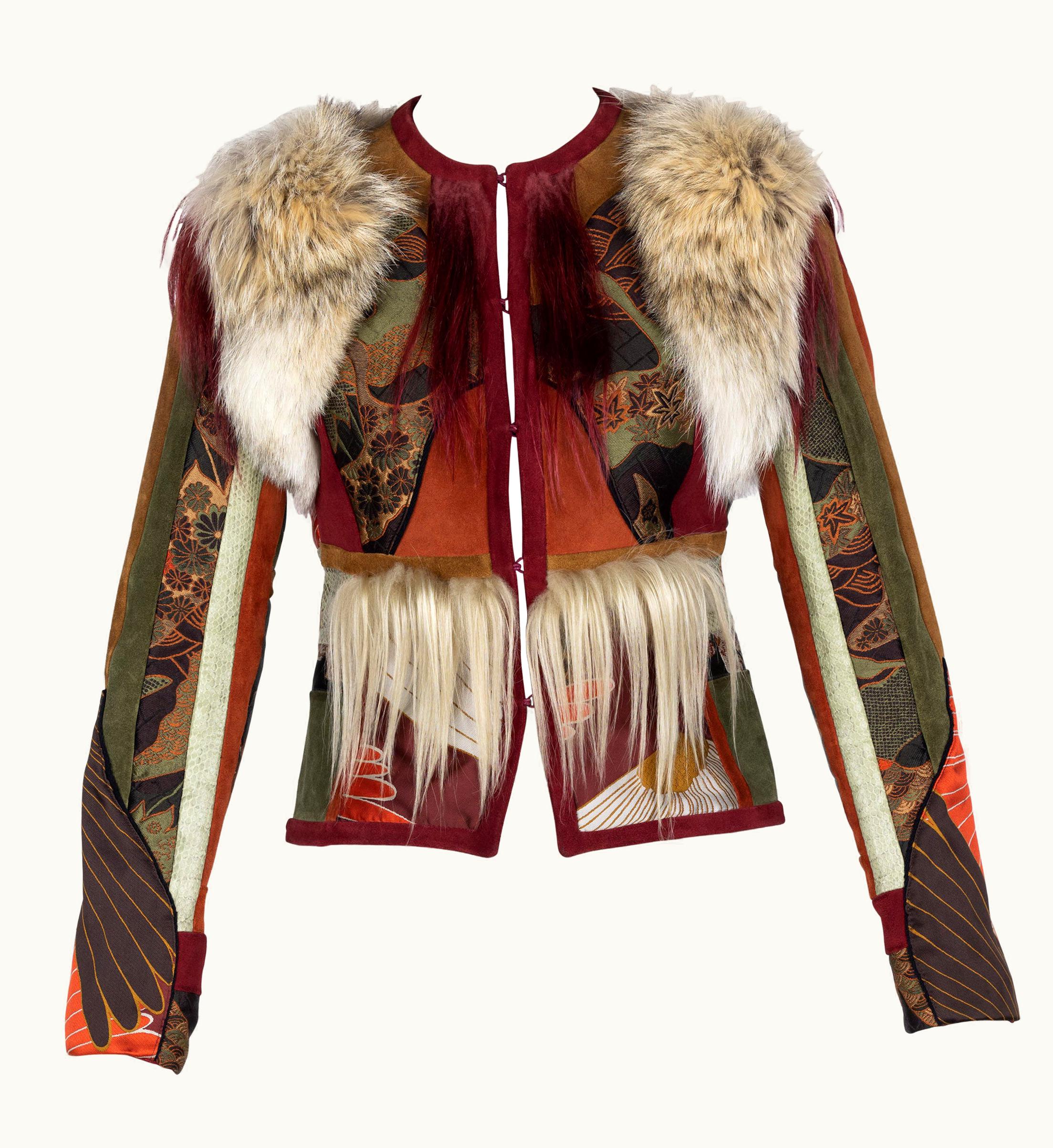 Gucci Tiger Embroidered Suede & Fur Jacket 2015