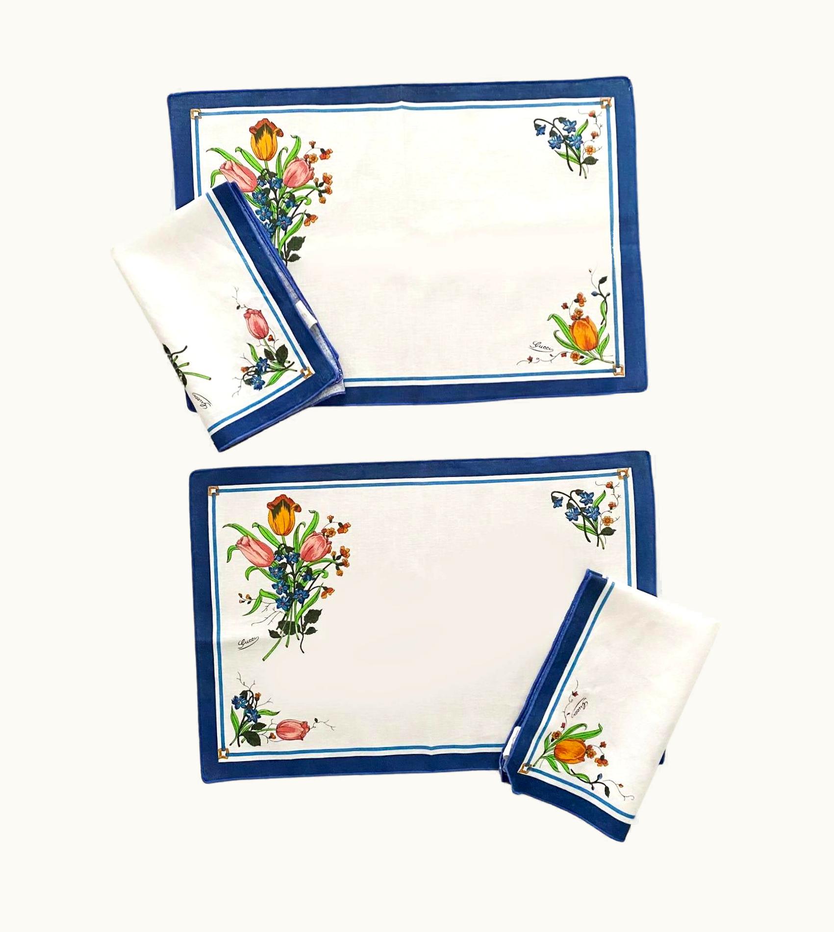 Gucci 1980s Gucci Accornero Print Linen Placemat Set