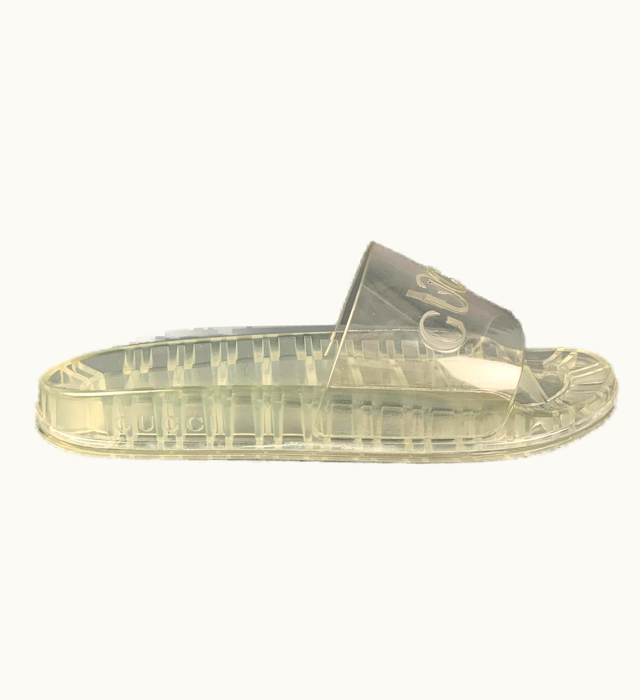 Gucci .5 Clear Logo Rubber Sandals