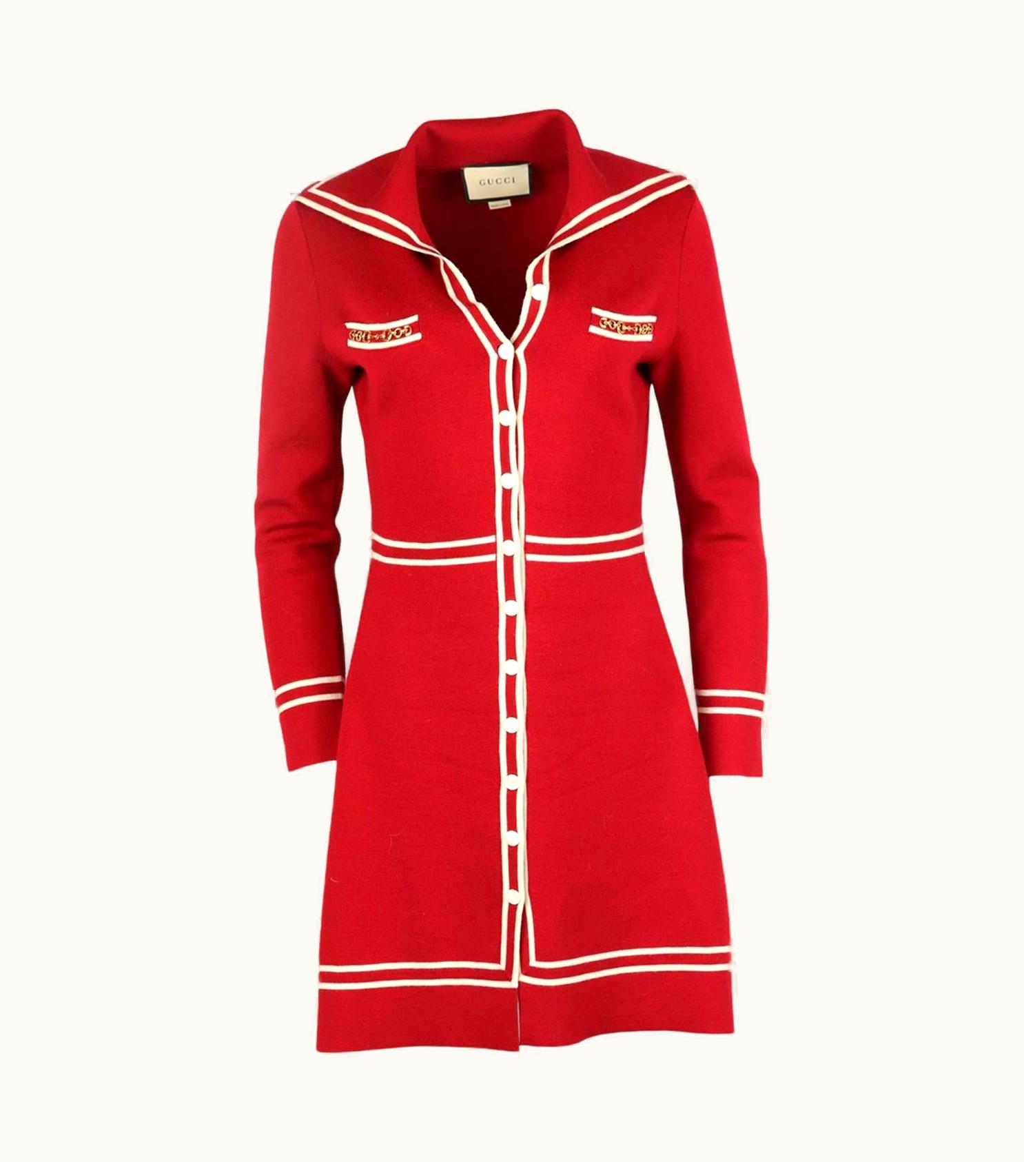 Gucci Horsebit Detailed Wool Mini Dress Small