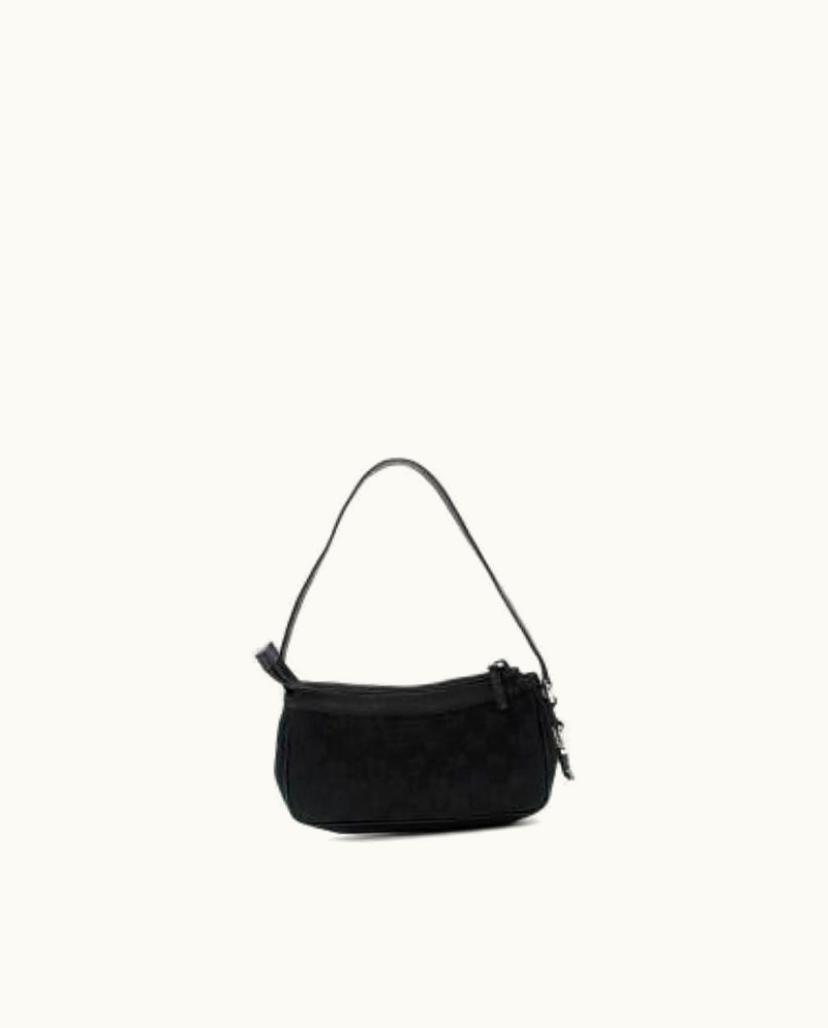 Gucci Vintage Black Gg Monogram Canvas Baguette