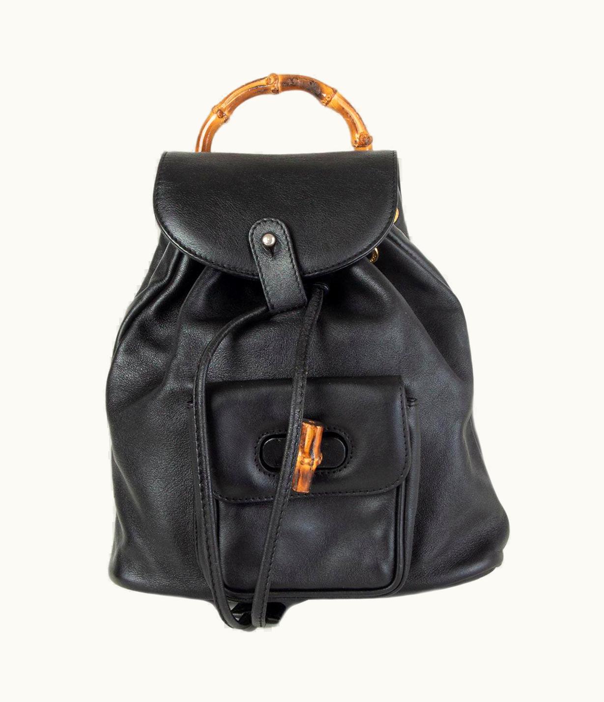 Gucci Black Leather Vintage Mini Backpack Bag