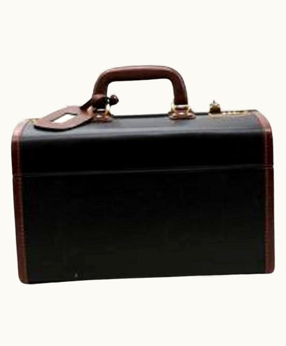 Gucci Vintage Black & Tan Leather Vanity Box UZ0572485