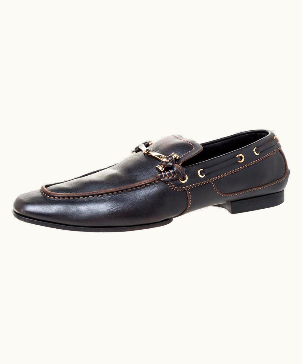 Gucci Black Leather Horsebit Loafers