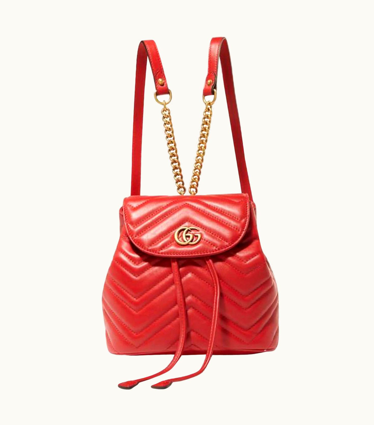 Gucci Marmont Matelasse Leather Mini Backpack - Red