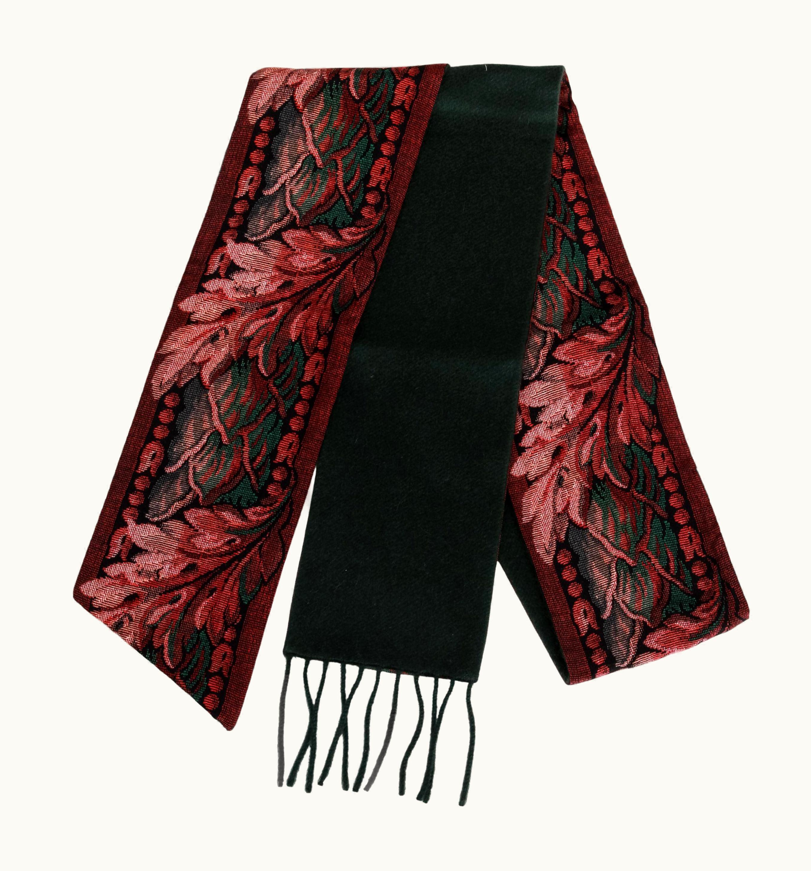Gucci Floral Green Pink Wool Scarf
