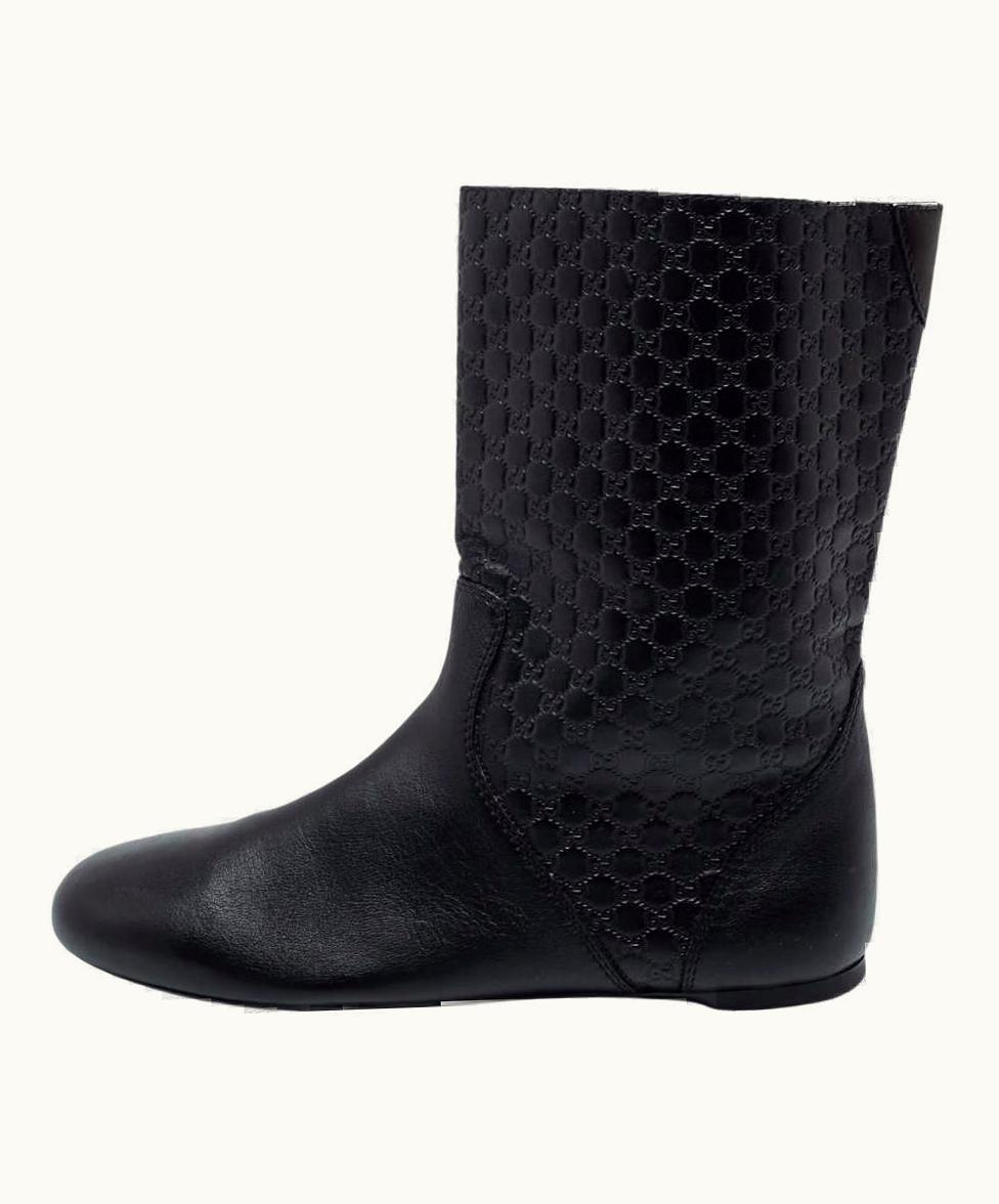 Gucci Black Guccissima Leather Midcalf Boots