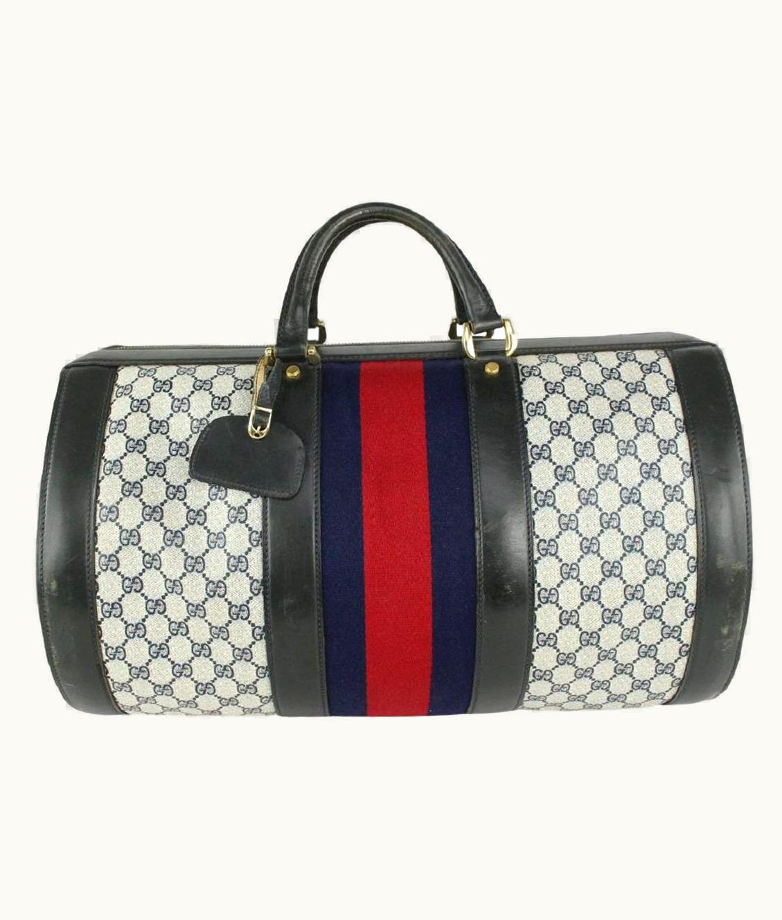 Gucci Navy Supreme Web Barrel Duffle Bag 1020g52 UZ0572659