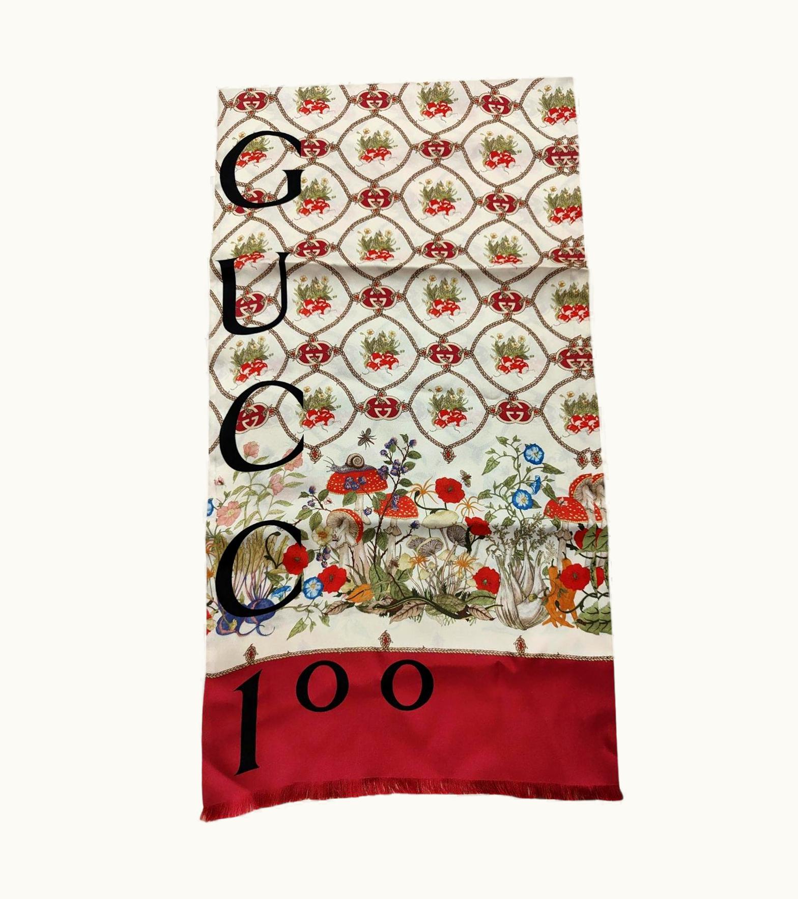 Gucci Limited Edition 100 Years Silk Scarf New