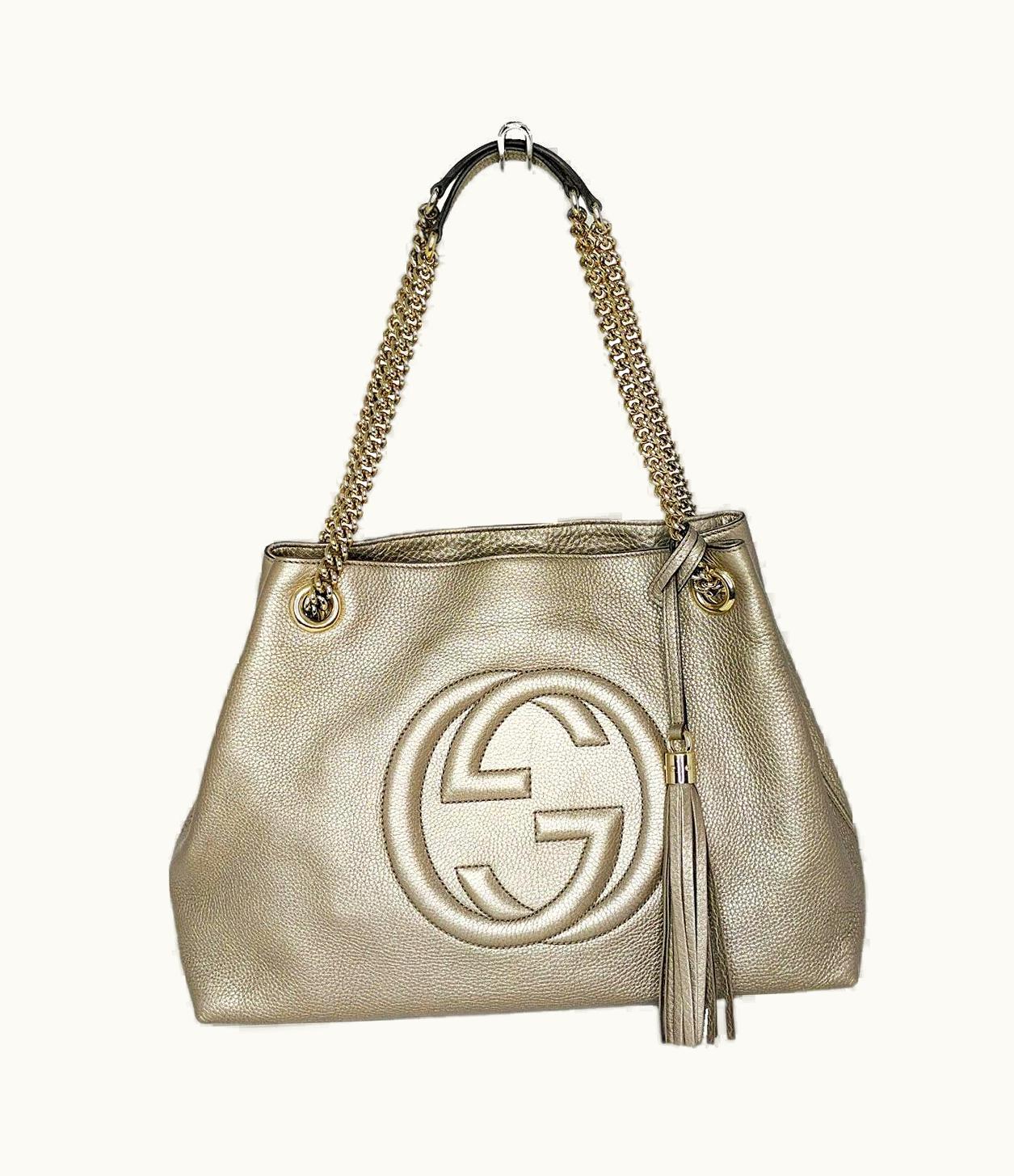 Gucci Pebbled Calfskin Medium Soho Chain Shoulder Bag