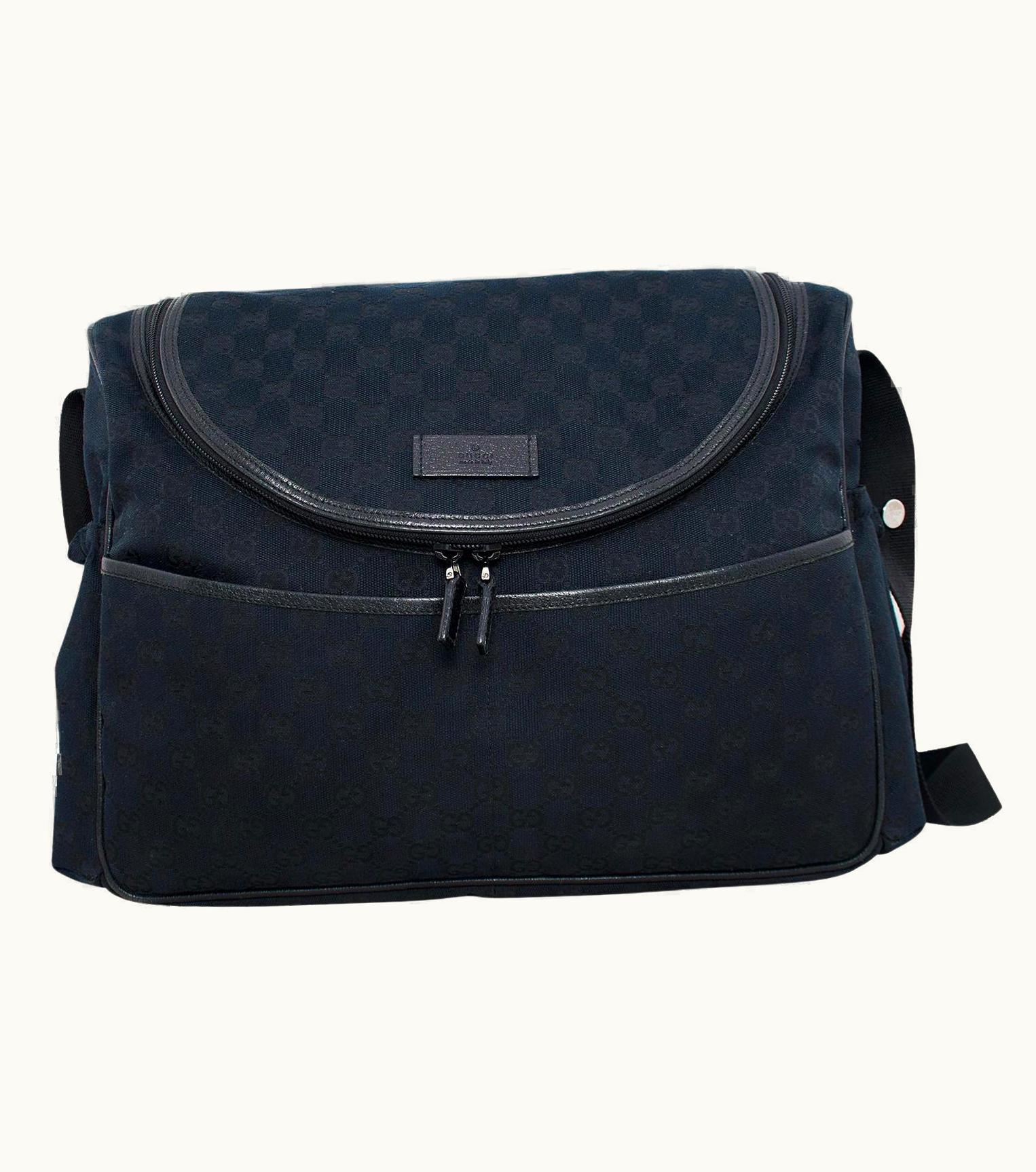 Gucci Early 2000s Gucci Black Monogram Canvas Diaper Bag