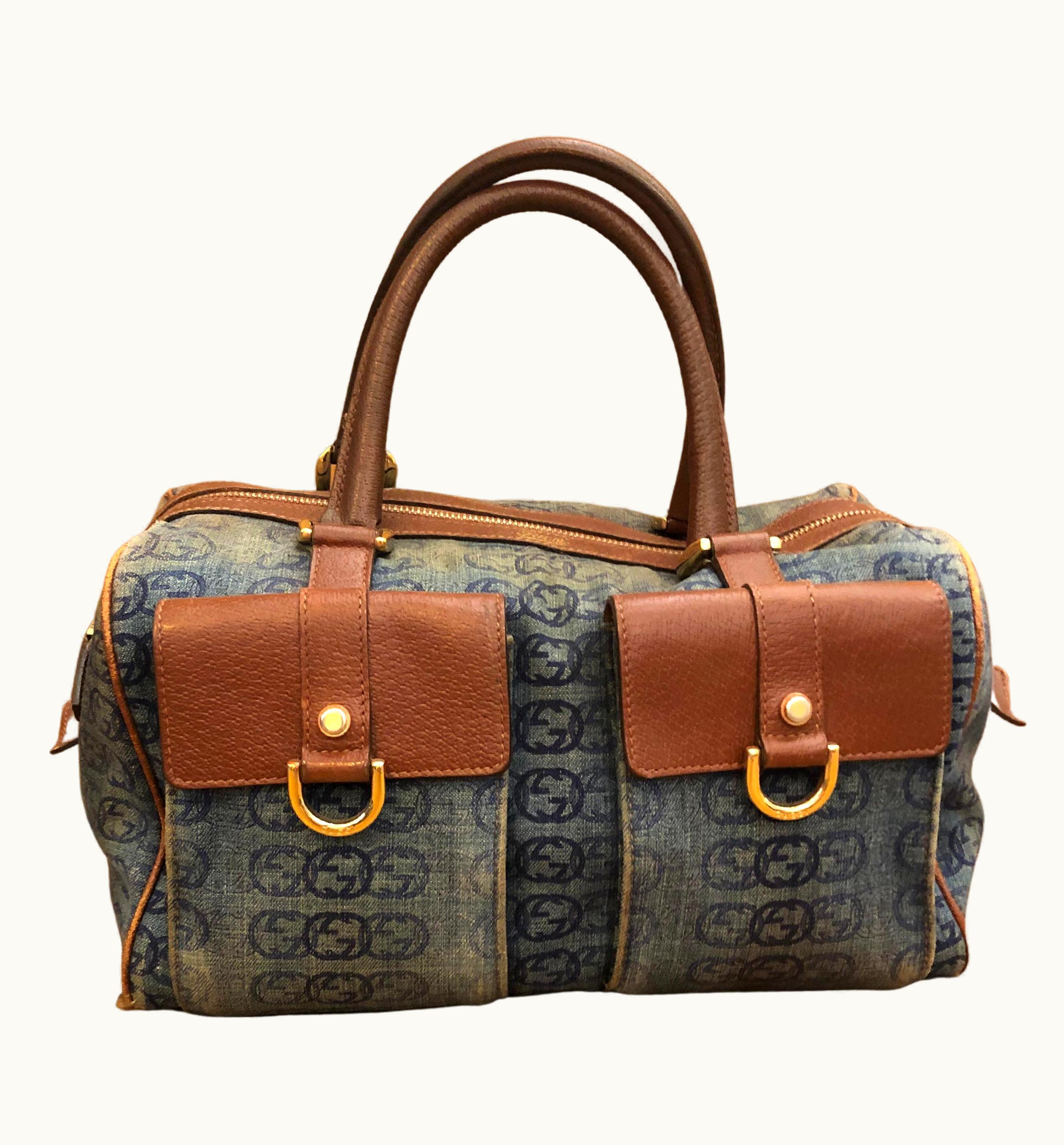 Gucci 2010s Gucci Blue Denim Medium Abby Boston Bag