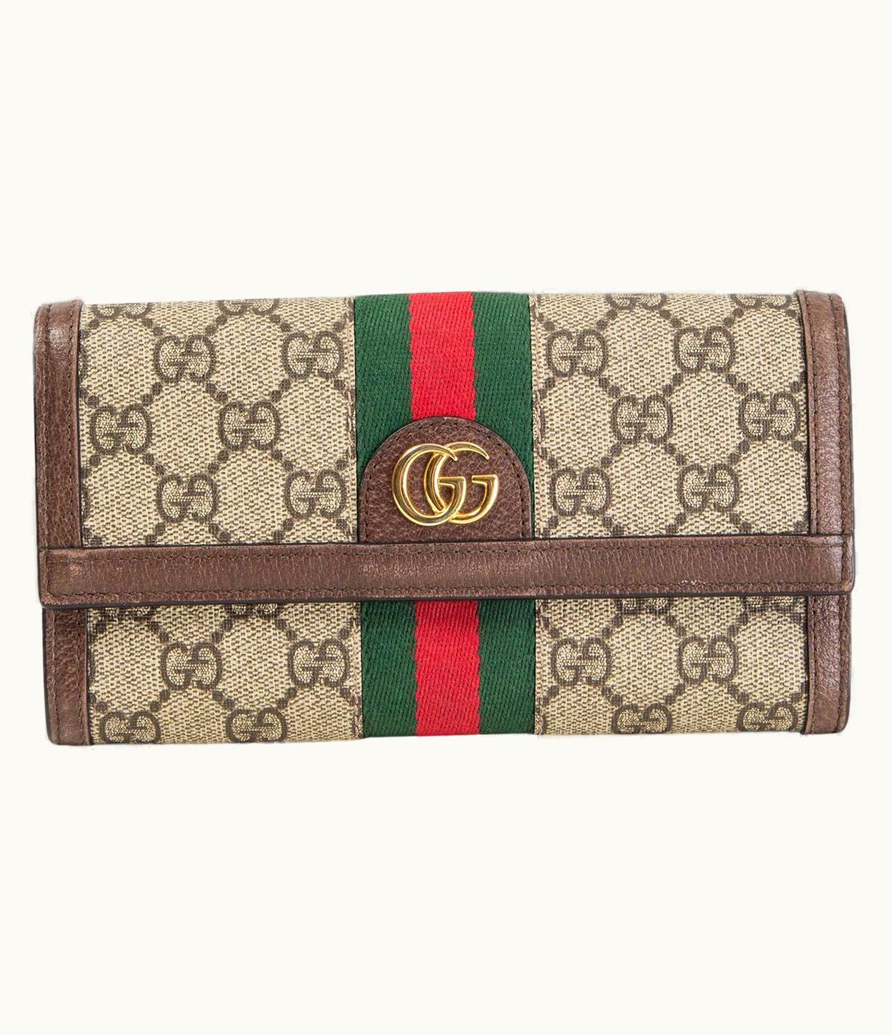Gucci Taupe Gg Supreme Canvas Ophidia Continental Wallet