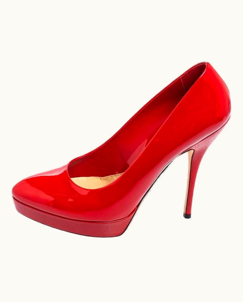 Gucci Red Patent Leather Platform Pumps