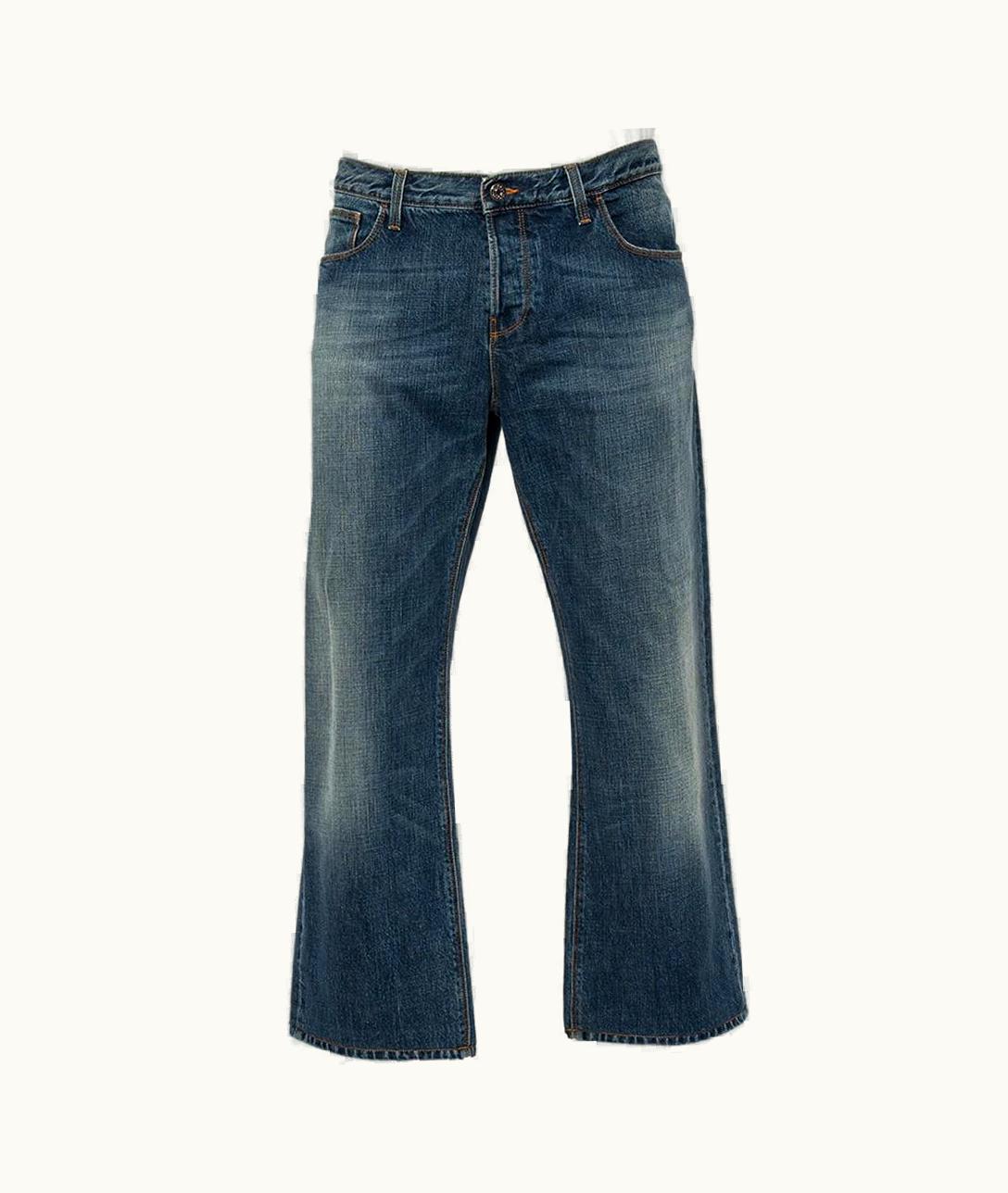 Gucci Blue Washed Denim Wide Leg Jeans Xxl