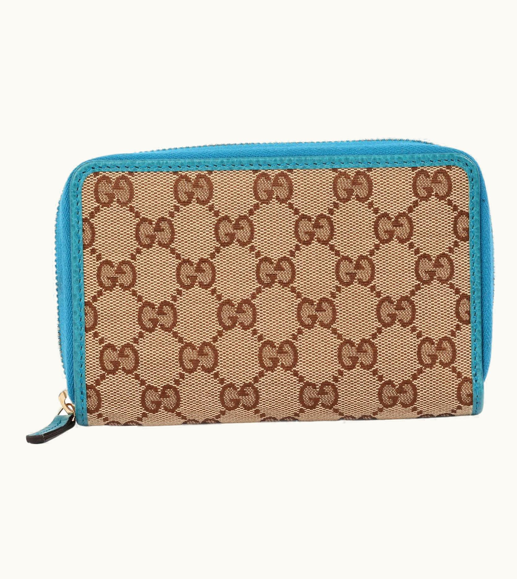 Gucci Beige Gg Canvas Monogram Zip Around Wallet