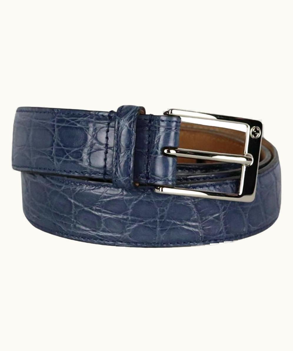 Gucci Men' Crocodile And Suede Belt Eu