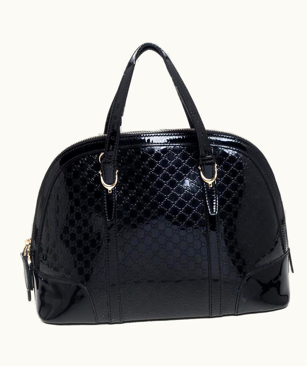 Gucci Black Microguccissima Patent Leather Small Nice Bag