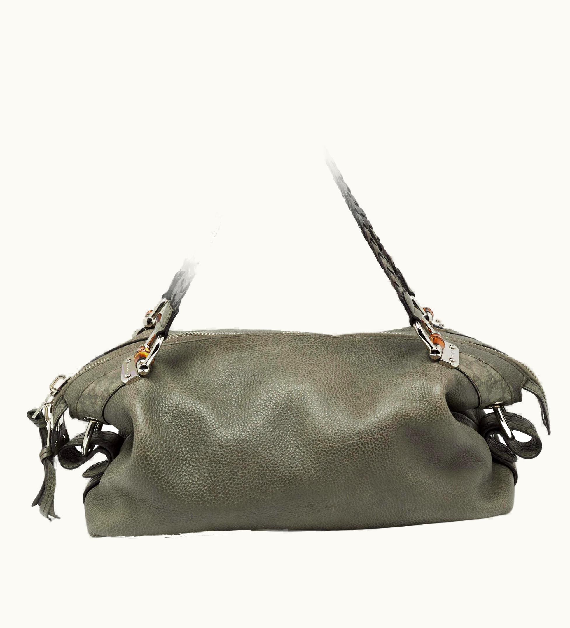 Gucci Grey Leather Medium Bamboo Bar Shoulder Bag UZ0572807