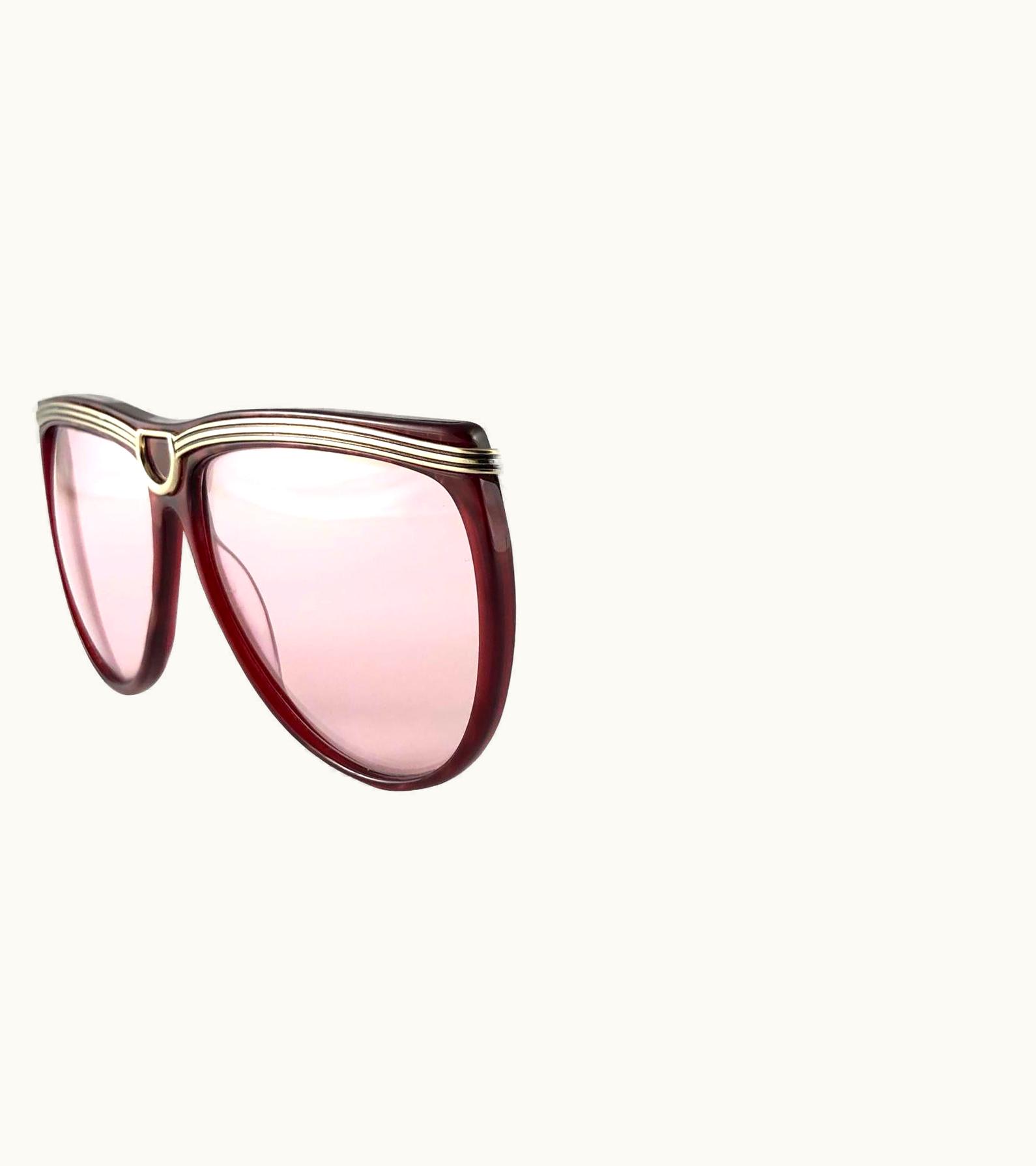 Gucci Vintage Gucci 2303 Gold & Burgundy Accents Sunglasses 1980' Made In Italy