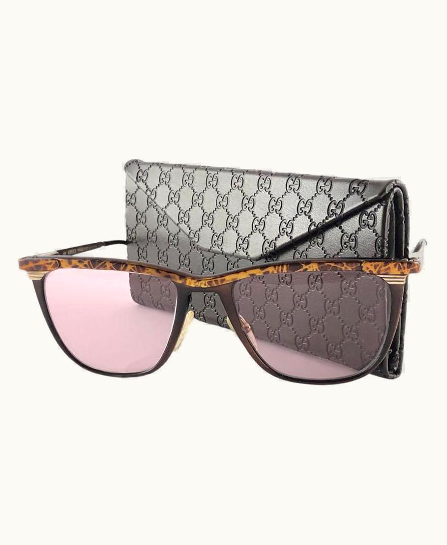 Gucci Vintage Gucci 2227 Burgundy & Gold Marbled Sunglasses 1980' Made In Italy