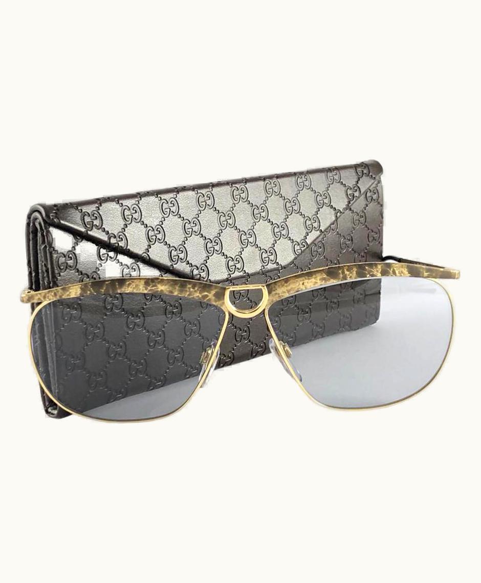 Gucci Vintage Gucci 2217 Marbled & Gold Frame Sunglasses 1980' Made In Italy