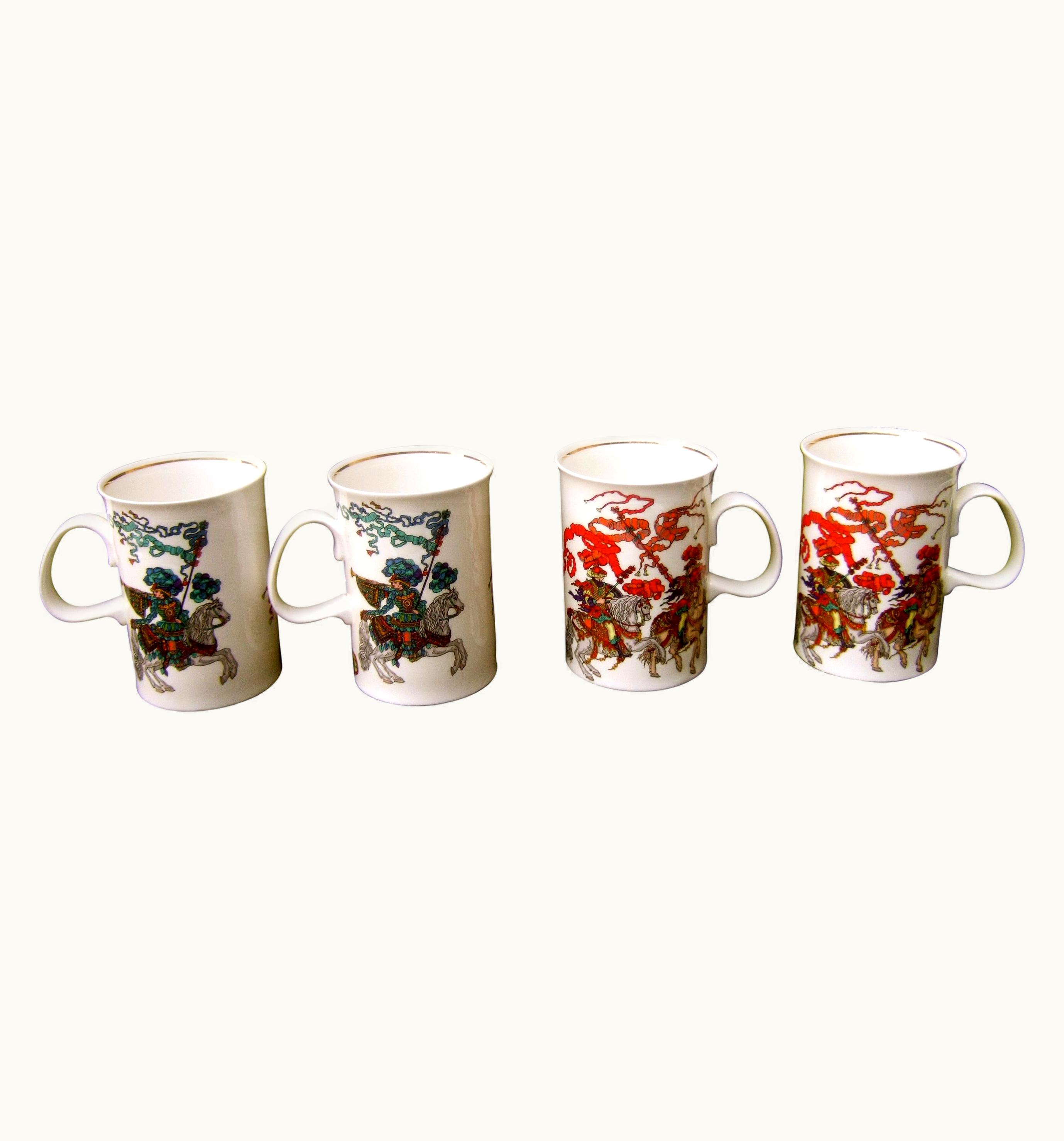 Gucci Set Of Four English Bone China Mugs In Gucci Presentation Box C 1980s