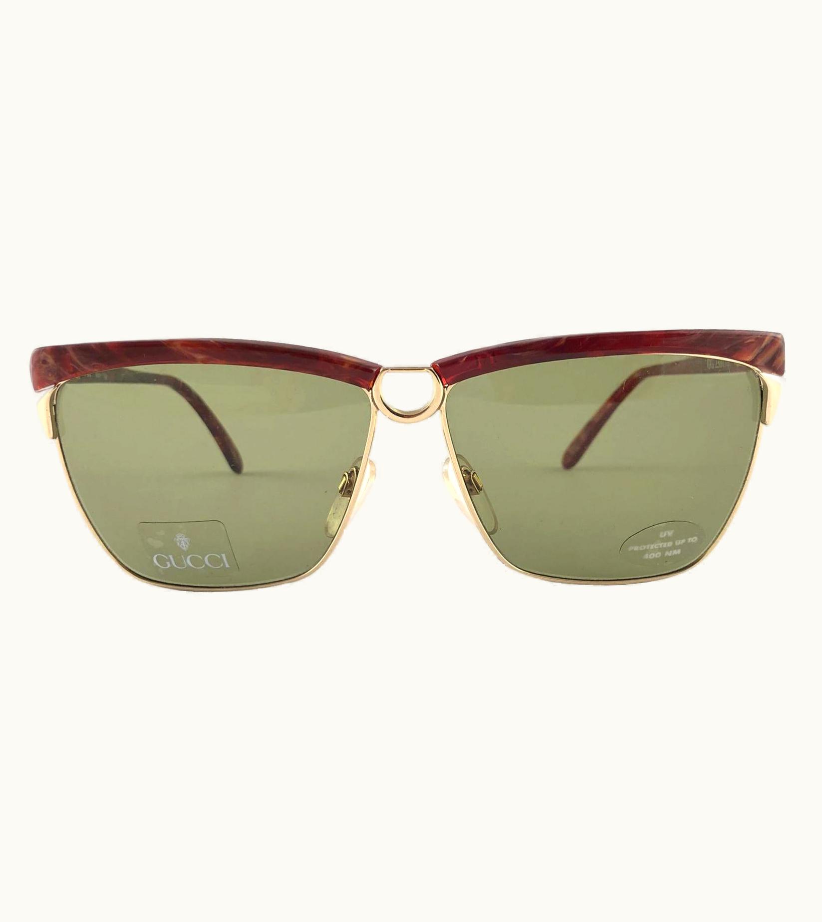 Gucci Vintage Gucci Gold & Marbled 2301S/S Accents Sunglasses 1980' Made In Italy