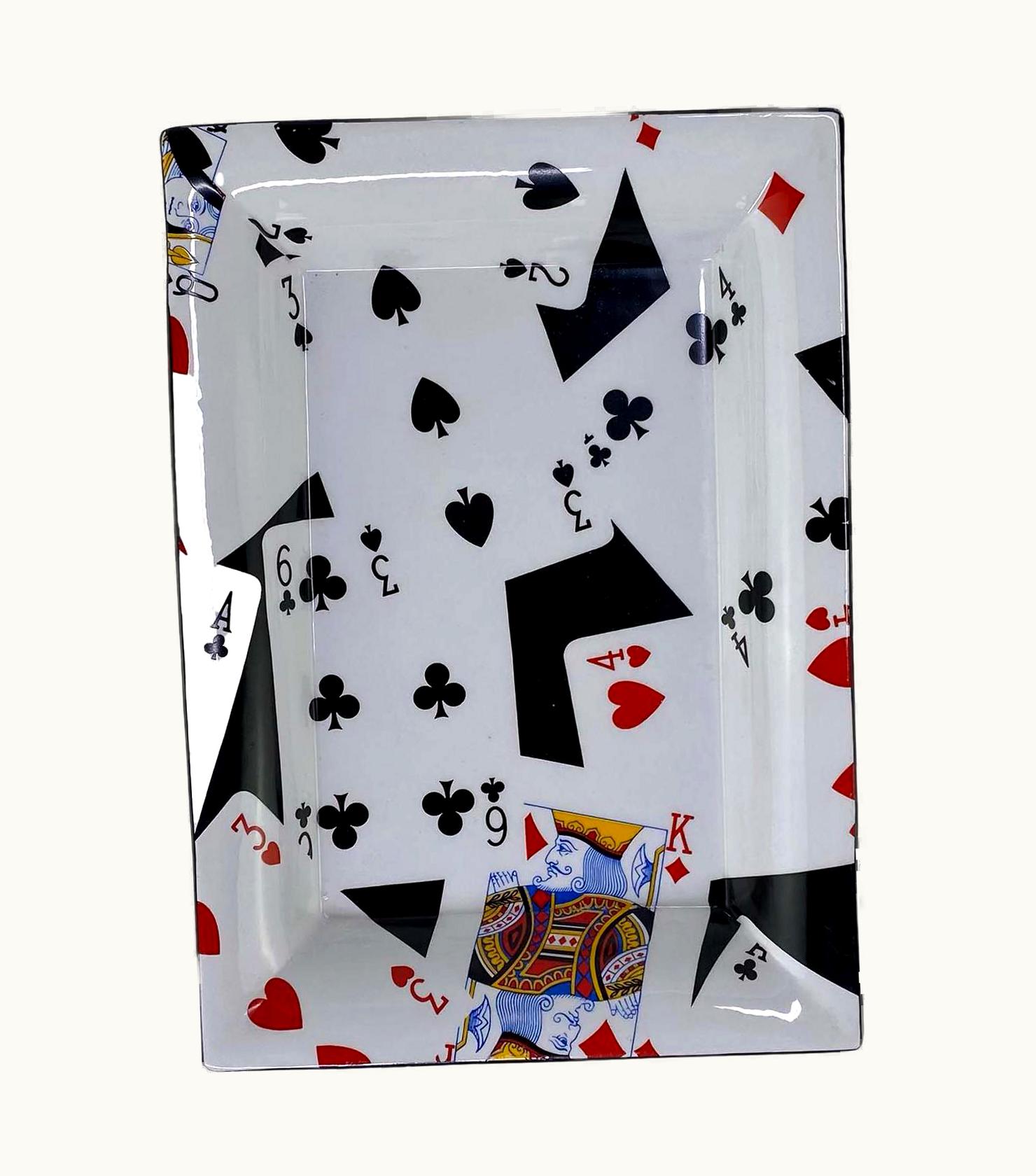 Gucci 1980s Gucci Ceramic Playing Card Patterned Decorative Change Tray