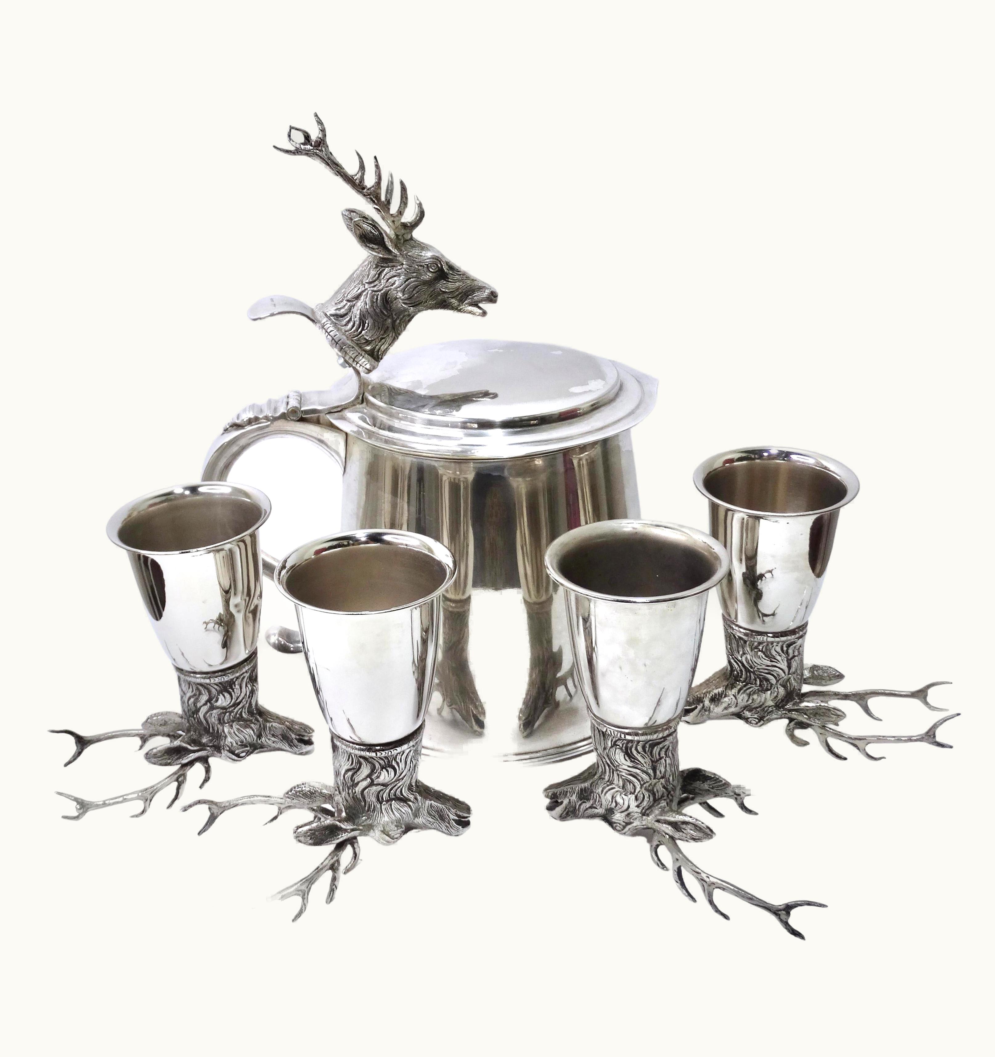 Gucci Silver Stag Stirrup Set Of 8 Cups And Bucket