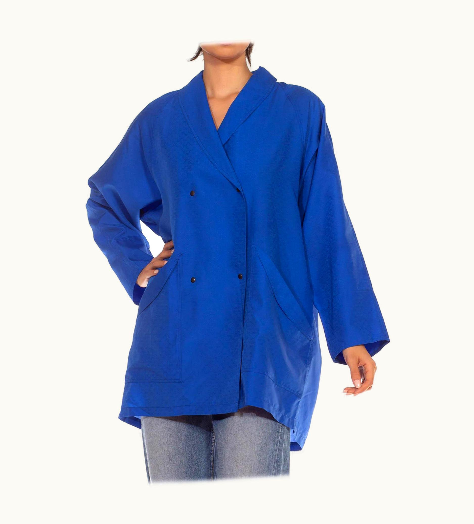 Gucci 1980s Gucci Blue Polyester Woven Logo Jacket With Detachable Hood