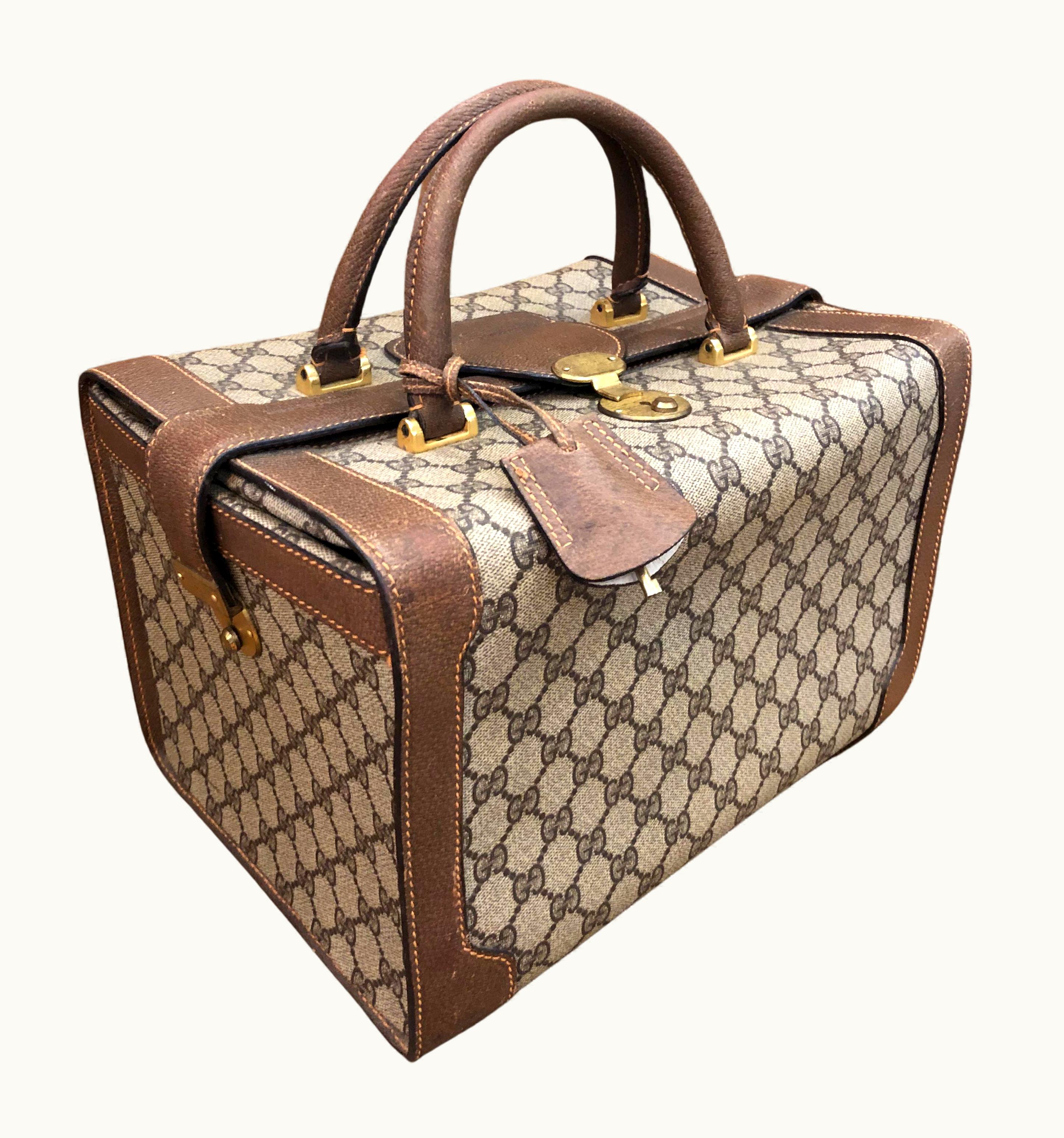 Gucci Vintage Gucci Brown Gg Monogram Canvas Soft-Sided Vanity Trunk Bag Unisex