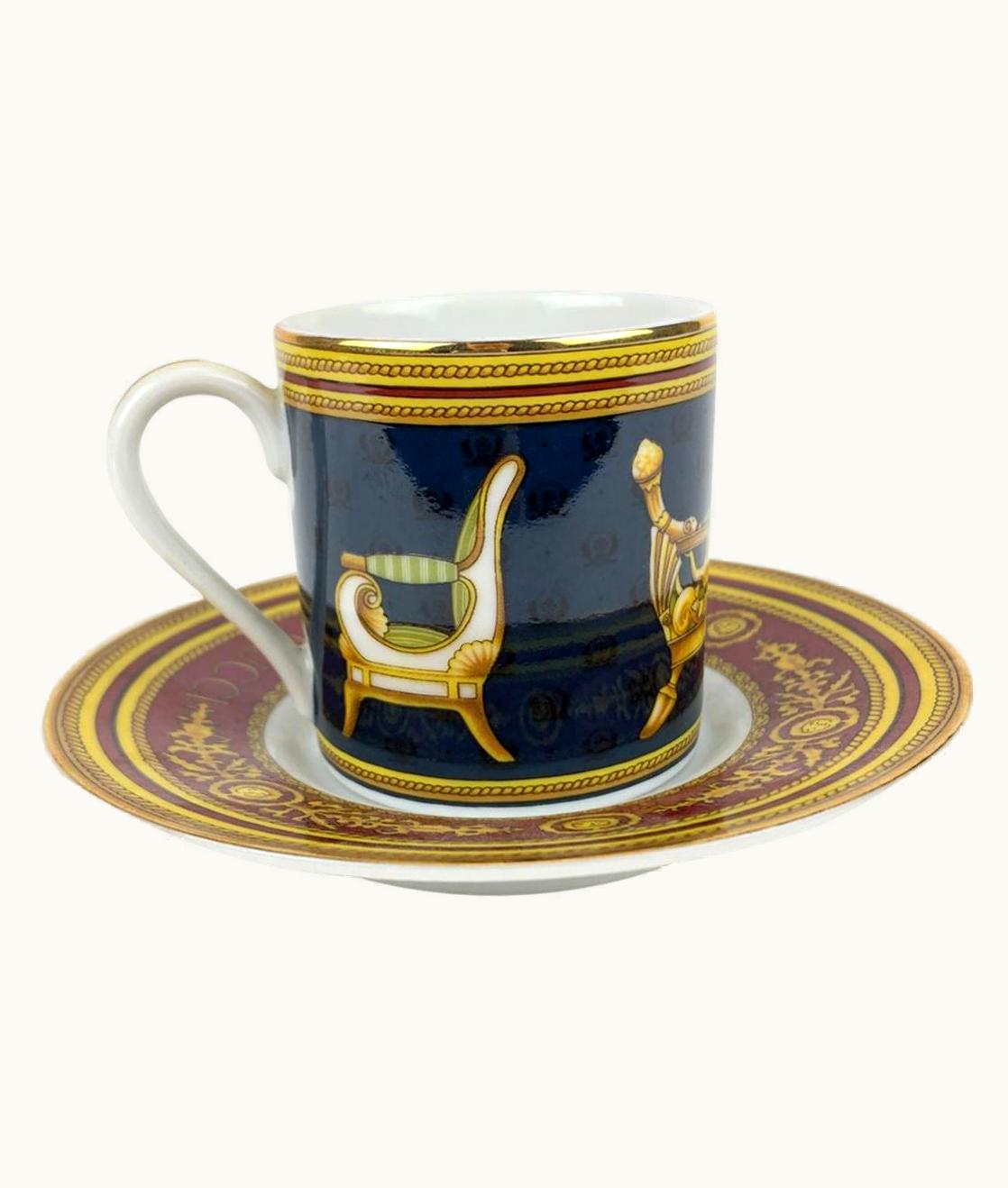 Gucci Vintage Porcelain Chair Design Coffee Cup And Saucer