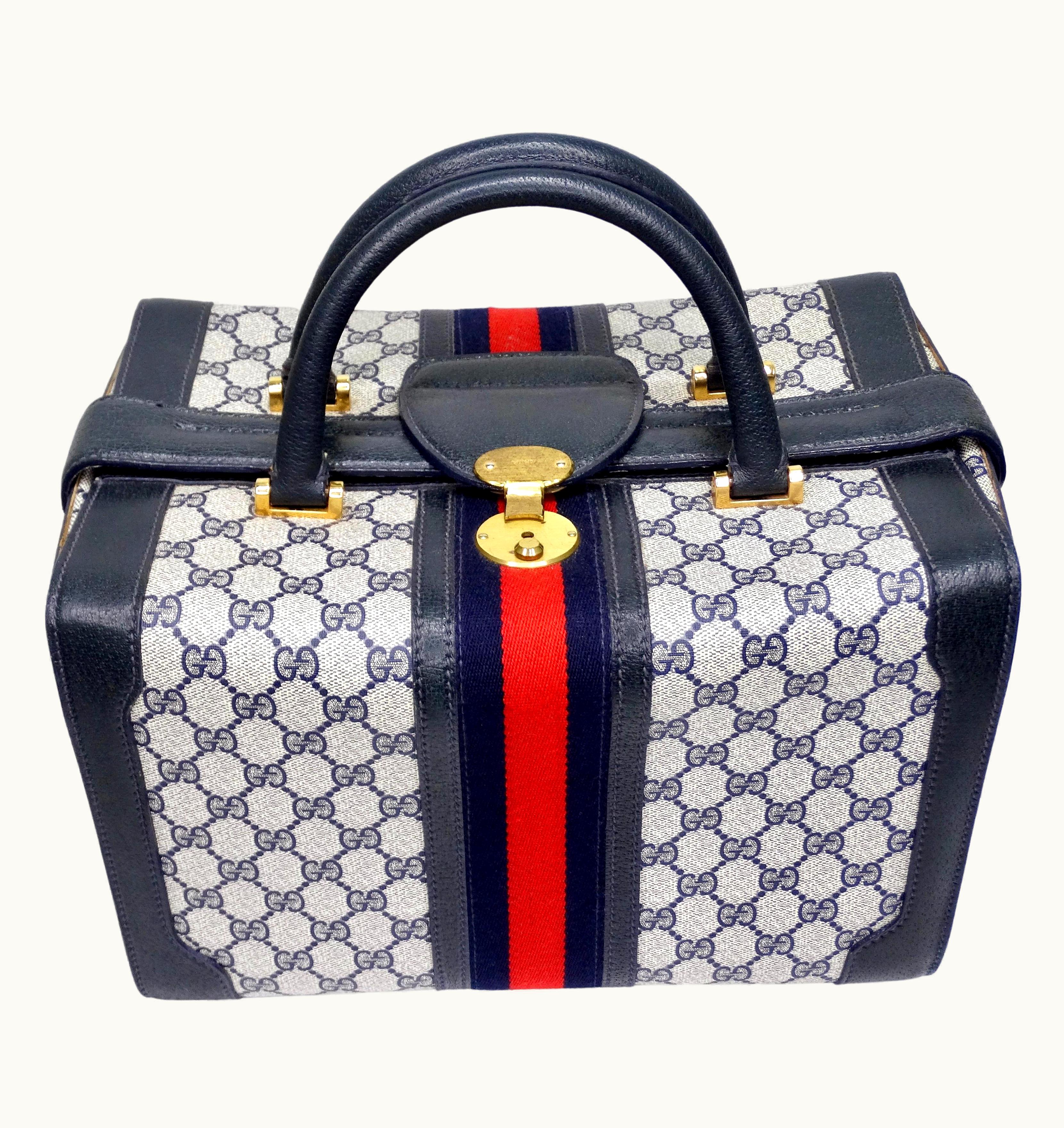 Gucci 1980' Lock Train Case In Navy Blue