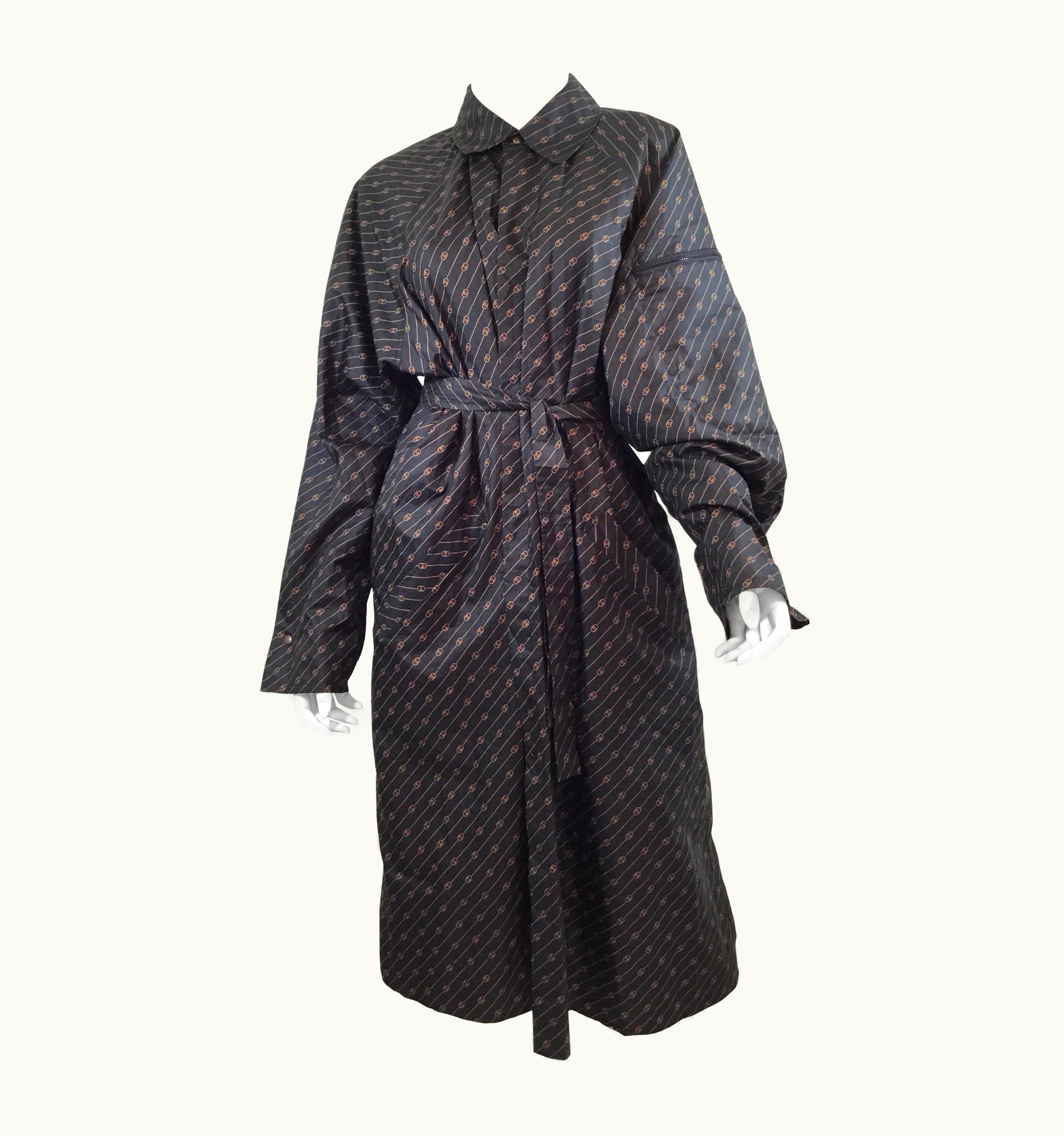 Gucci 1980' Rare Raincoat And Bag With Iconic Monogram
