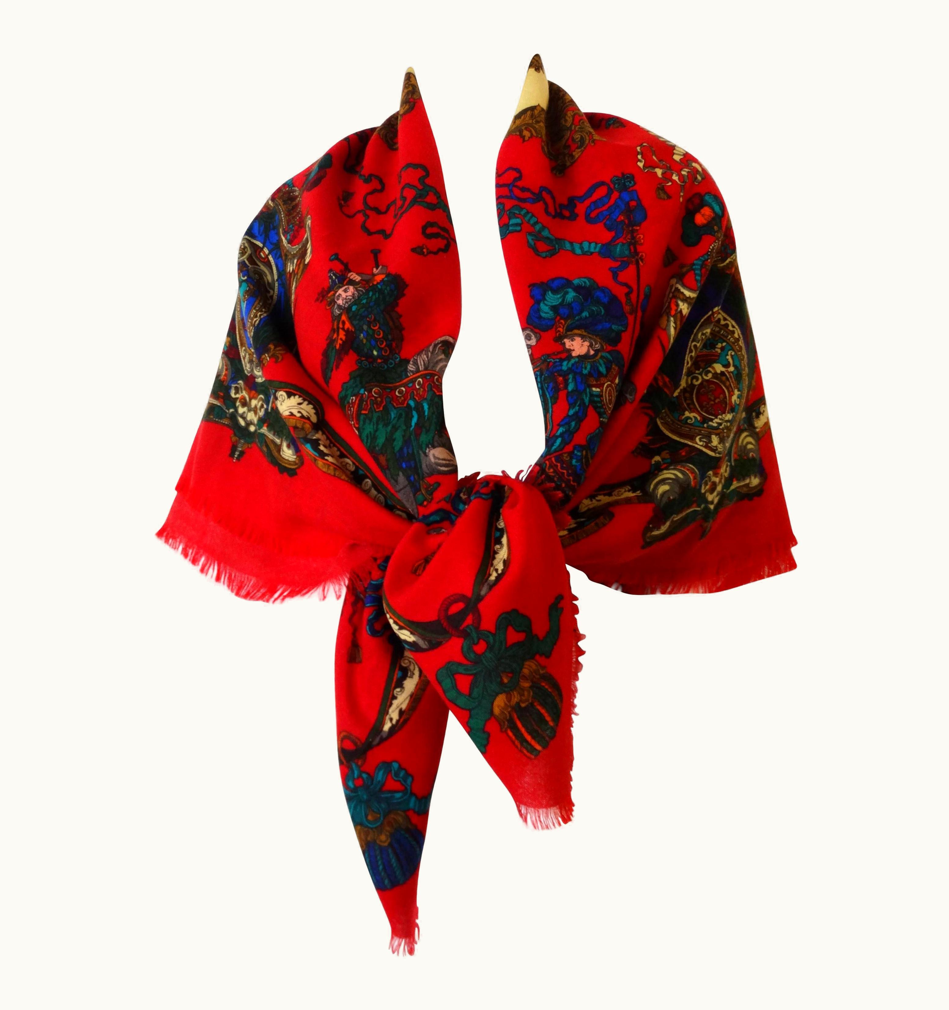 Gucci 1980' Gucci Arabian Horse Print Wool Shawl