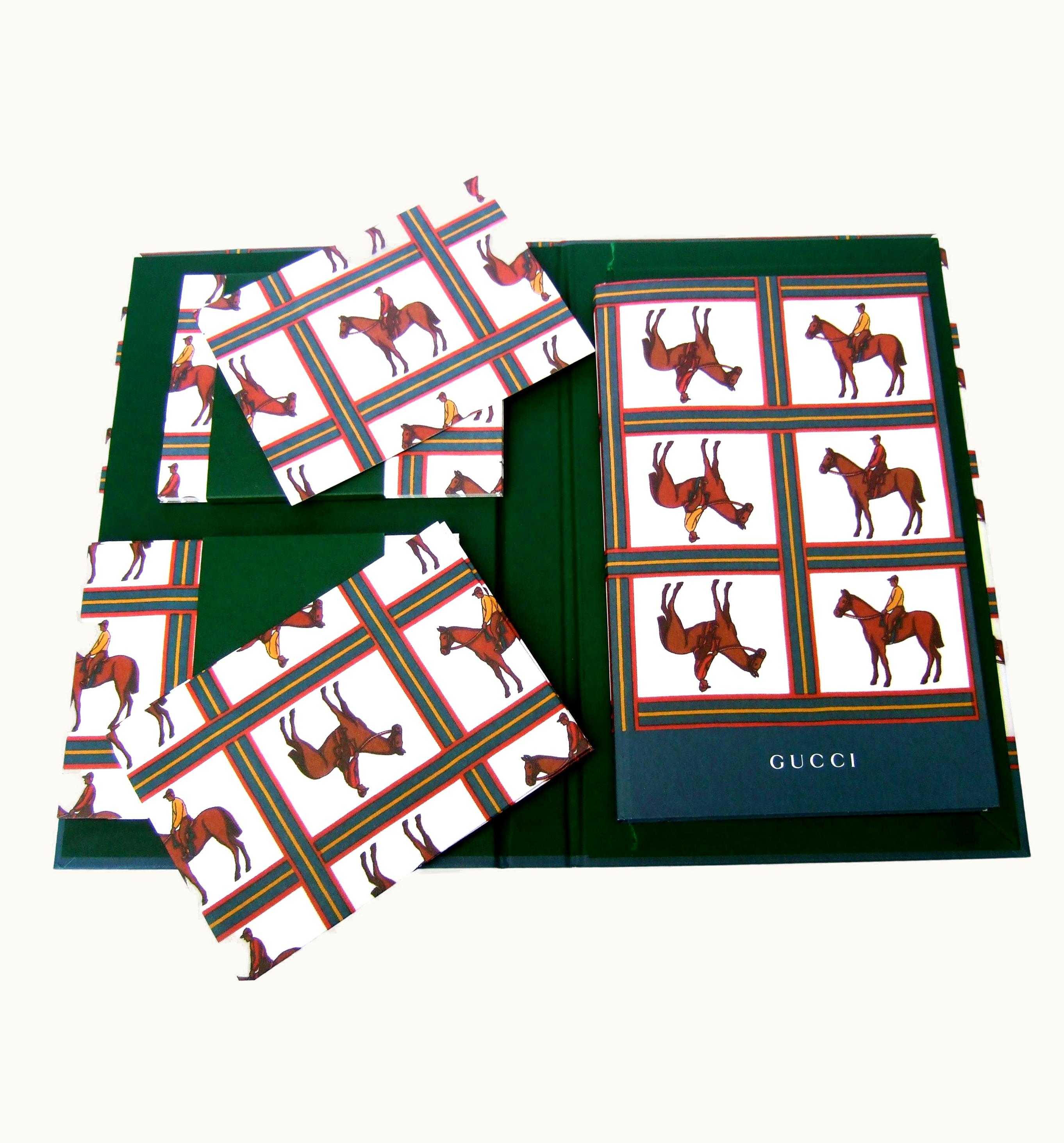 Gucci Equine Design Note Cards & Journal Book Stationery Set In Gucci Box C 1990