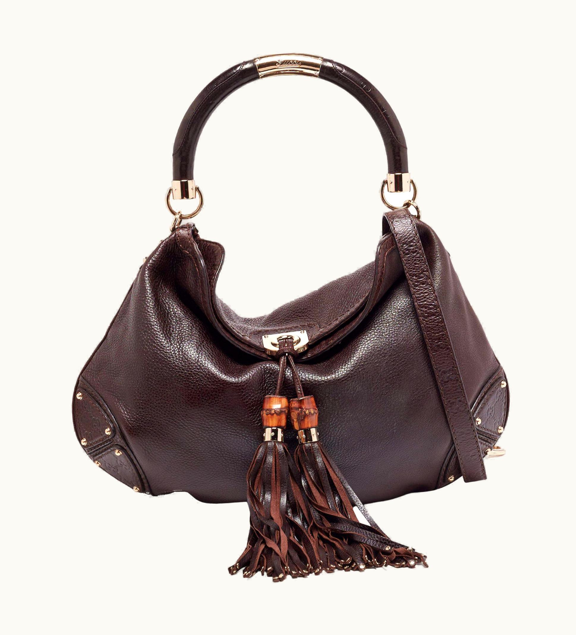 Gucci Dark Brown Leather Large Babouska Indy Hobo UZ0572977
